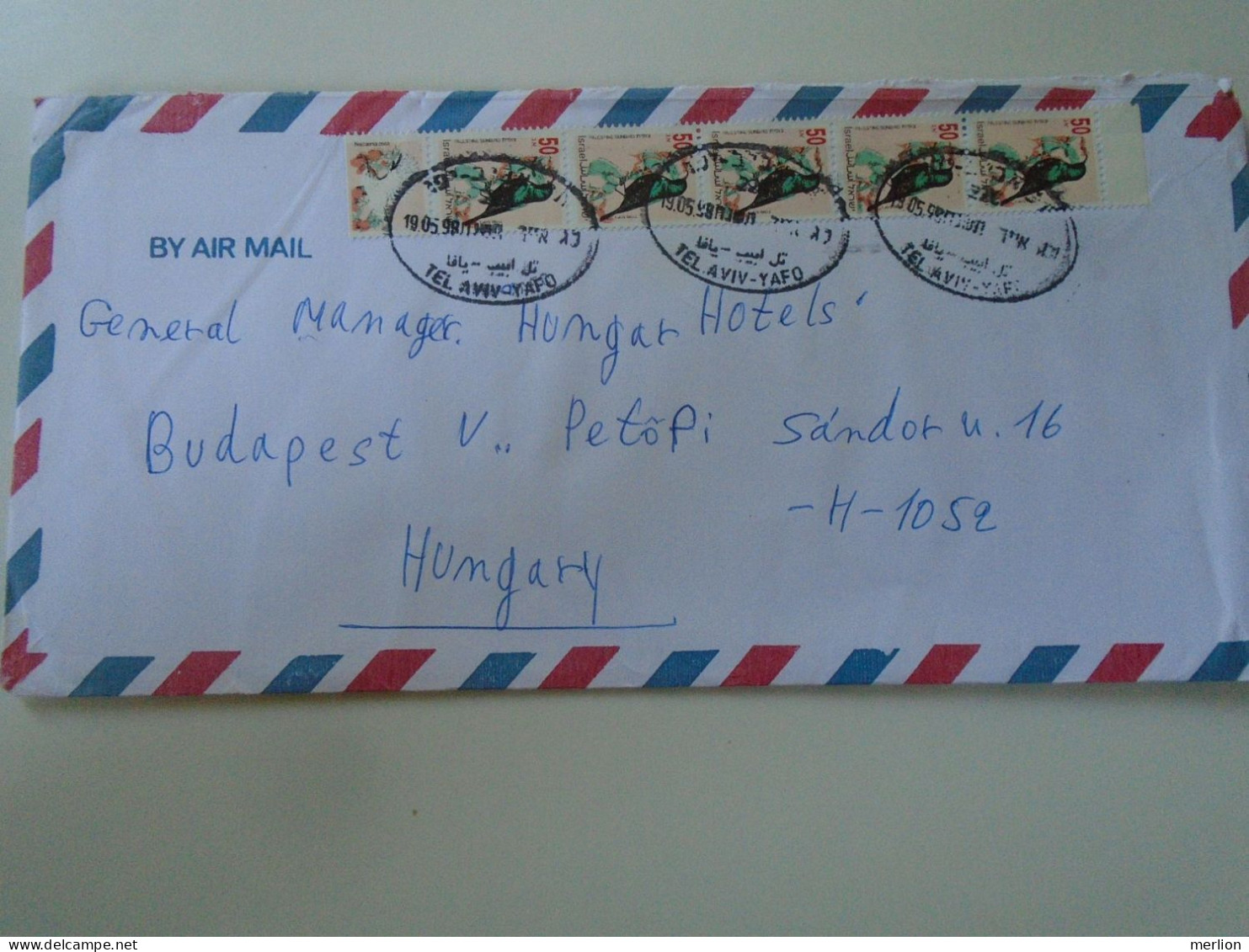 D198256  Israel  Airmail  Cover 1998  - Tel Aviv -Yafo    Sent To Hungary - Lettres & Documents