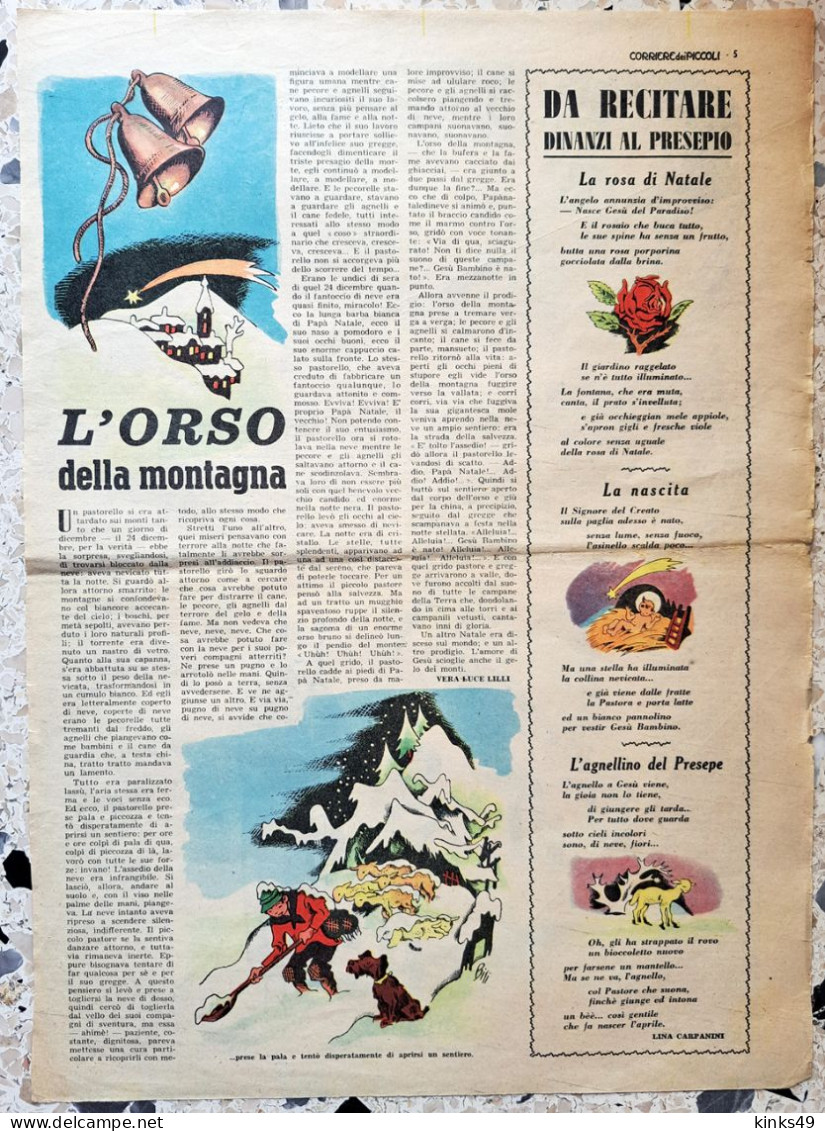 709> Favola Di NATALE < CORRIERE DEI PICCOLI 1955 "L'Orso Della Montagna" Di Vera Luce Lilli - Da Incorniciare! - Other & Unclassified