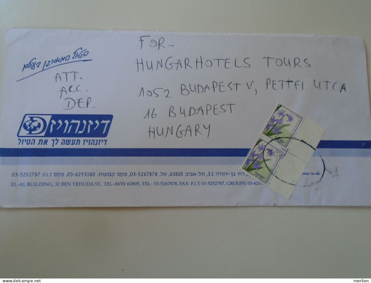 D198263  Israel   Cover  Ca 1999  - Tel Aviv -Yafo    Sent To Hungary - Storia Postale