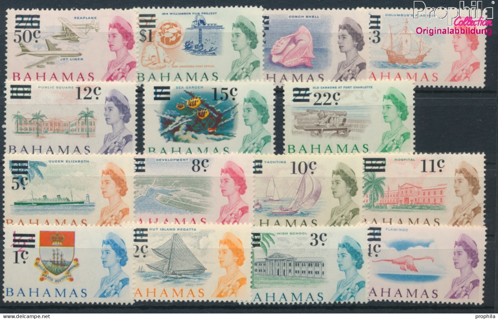 Bahamas 235-249 (kompl.Ausg.) Postfrisch 1966 Aufdruckausgabe (10174465 - 1963-1973 Interne Autonomie