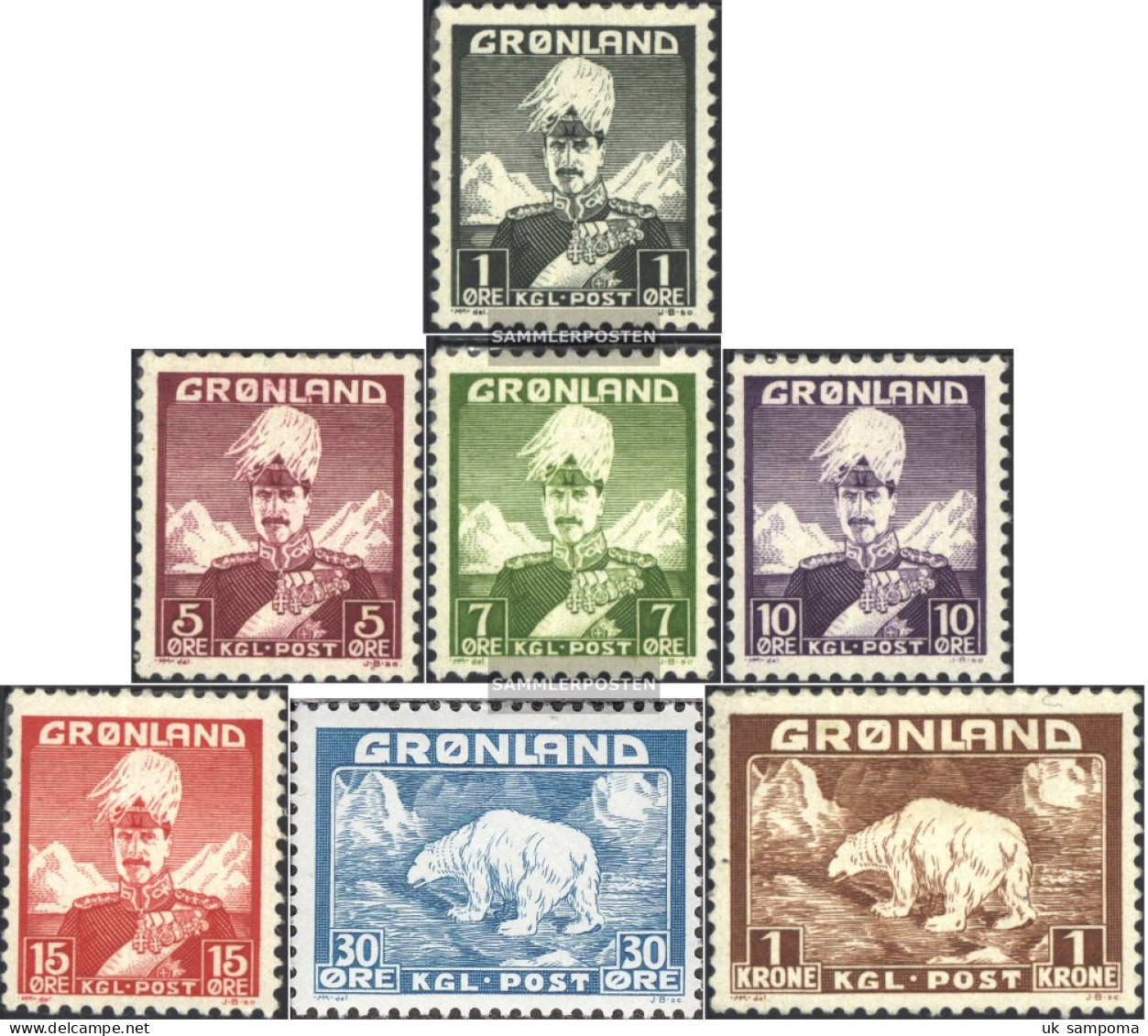 Denmark - Greenland 1-7 (complete Issue) Volume 1938 Completeett Unmounted Mint / Never Hinged 1938 King Christian X. - Neufs