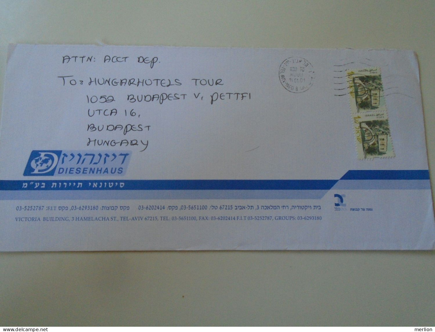 D198270 Israel   Cover  2001  - Tel Aviv -Yafo    Sent To Hungary - Briefe U. Dokumente