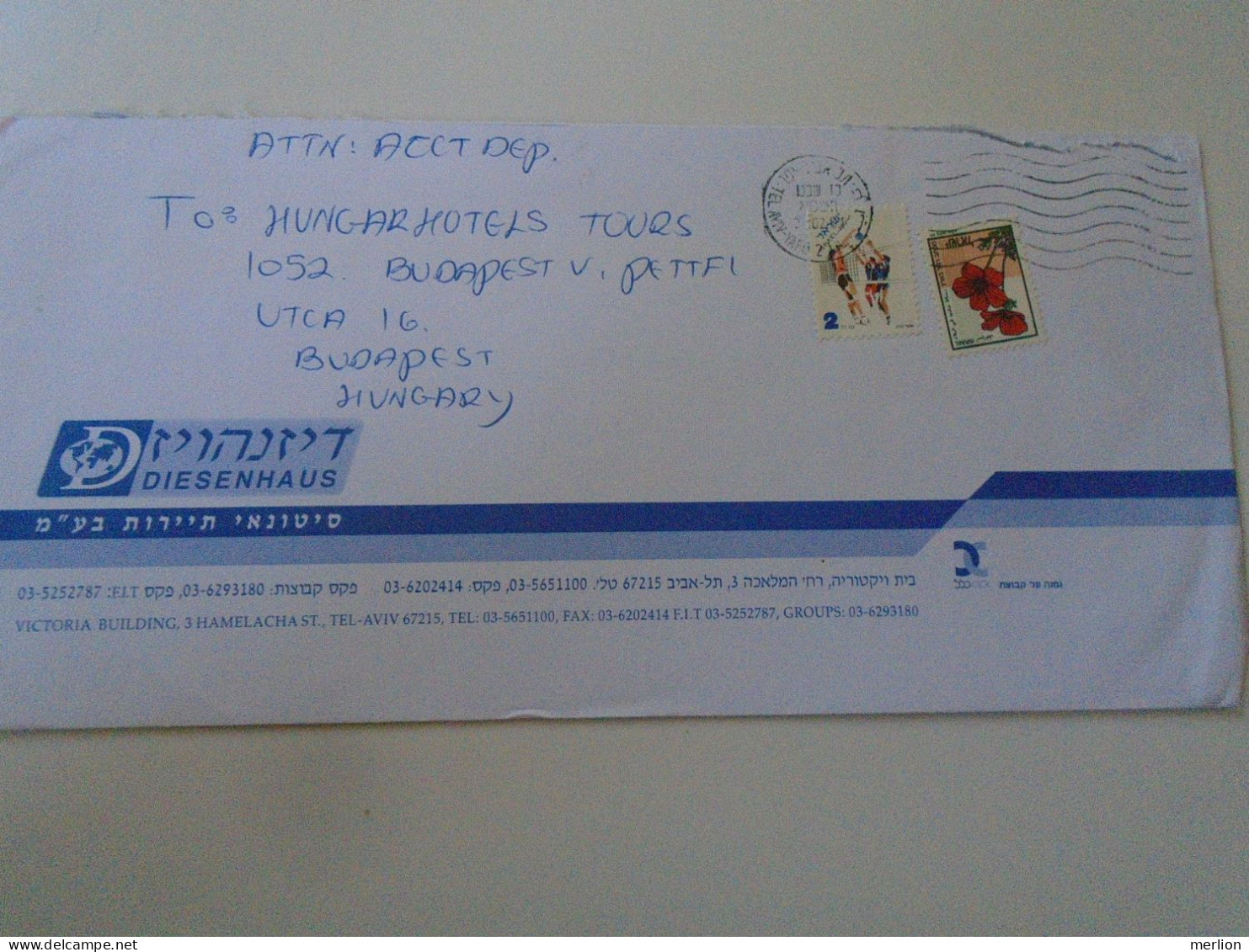 D198272 Israel   Cover  2001   - Tel Aviv -Yafo    Sent To Hungary  Stamp Volleyball - Briefe U. Dokumente