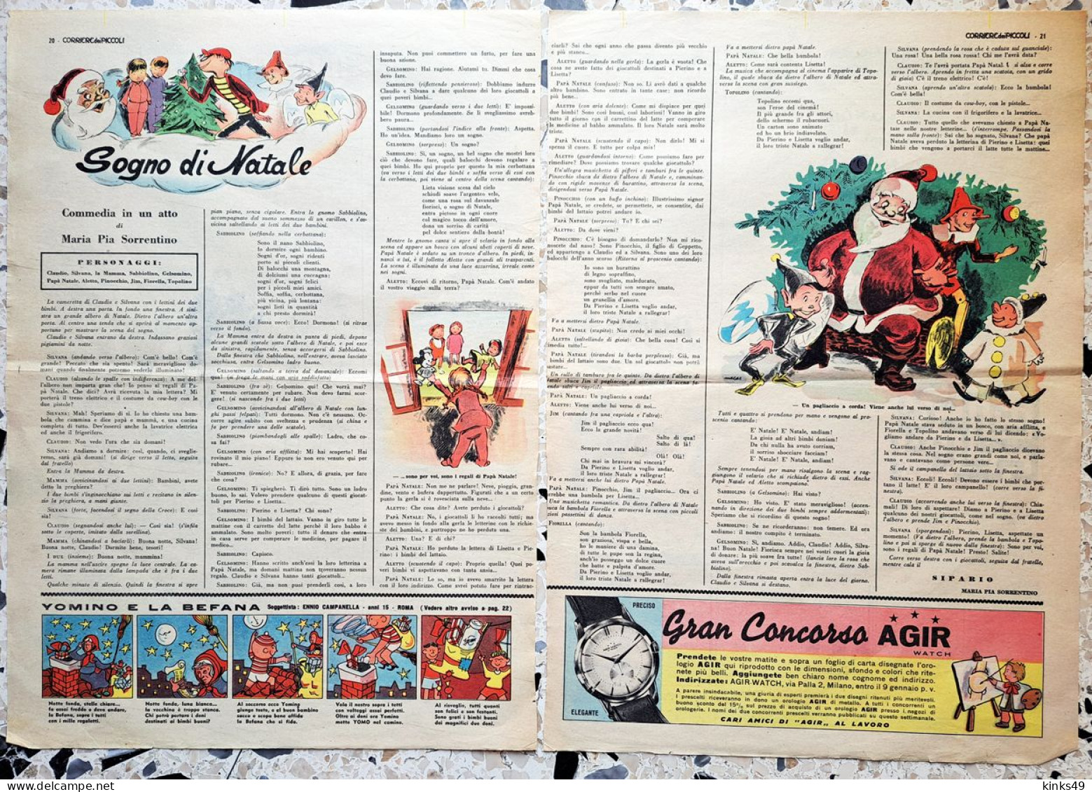 709> Commedia Di NATALE < CORRIERE DEI PICCOLI 1955 "Sogno Di Natale" Di Maria Pia Sorrentino - Da Incorniciare! - Otros & Sin Clasificación