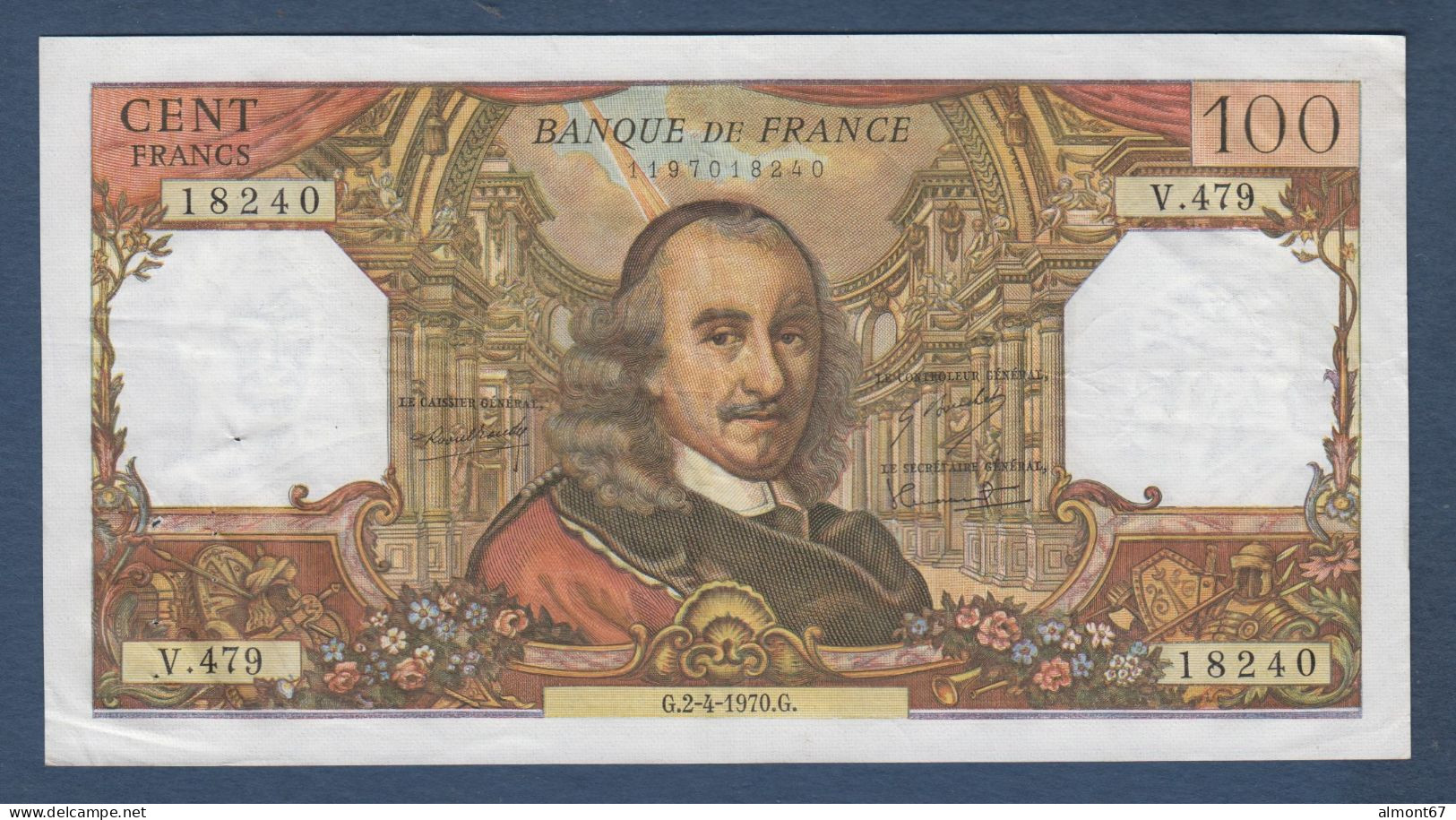 100 Francs  Corneille   Du  2 - 4 - 1970 - 100 F 1964-1979 ''Corneille''