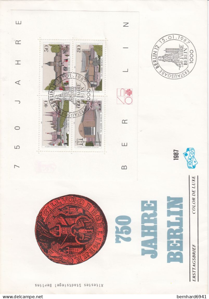 B FDC 772 - 775 - Block 8 750 Jahre Berlin, Berlin 12 - Privé Briefomslagen - Gebruikt