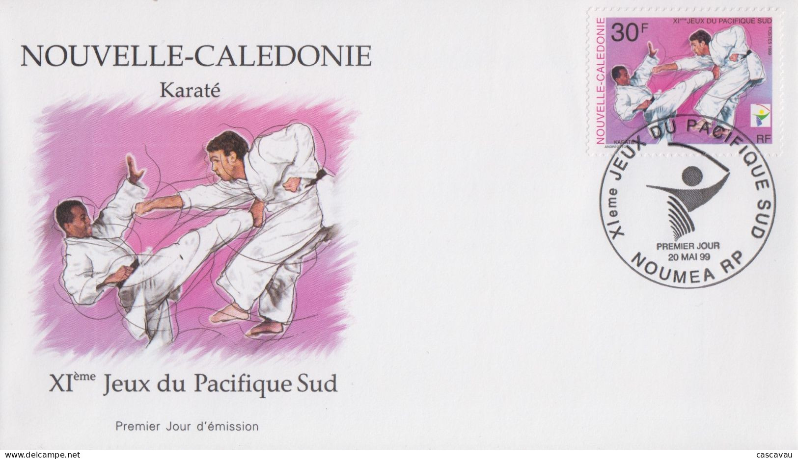 Enveloppe  FDC  1er  Jour   NOUVELLE  CALEDONIE     Karaté      XIéme  Jeux  Du   Pacifique  Sud    1999 - FDC