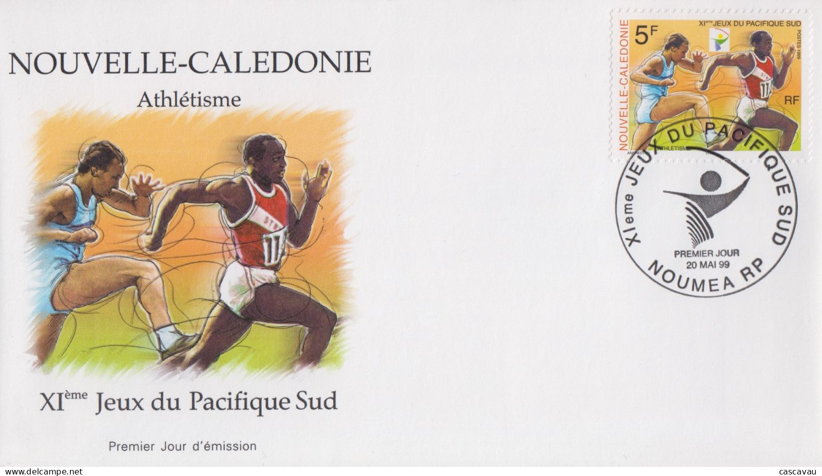 Enveloppe  FDC  1er   Jour    NOUVELLE  CALEDONIE     Athlétisme      XIéme  Jeux  Du   Pacifique  Sud    1999 - FDC