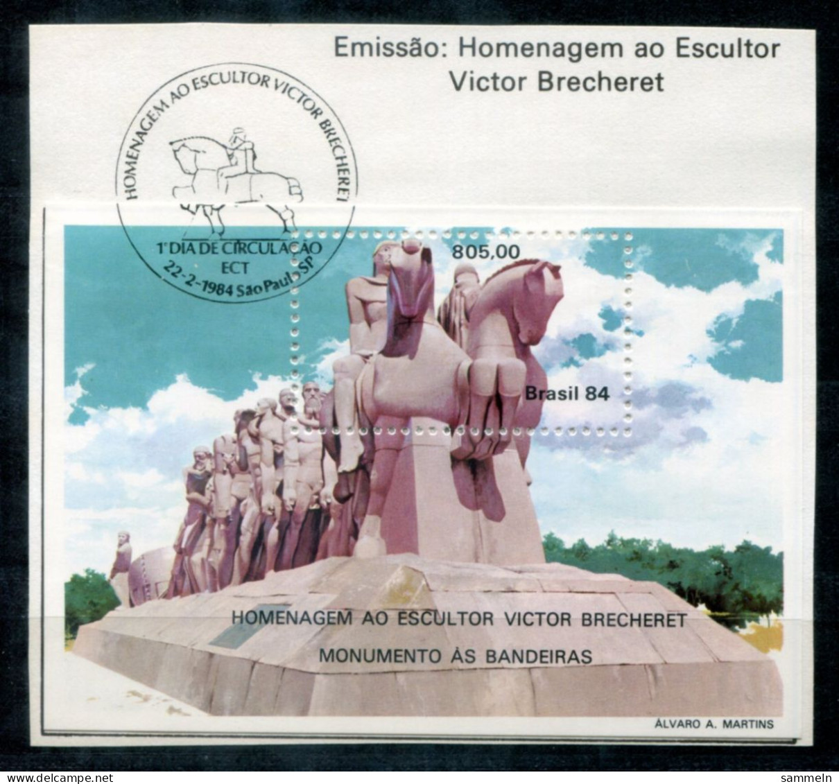 BRASILIEN Block 63, Bl.63 FD Canc. On Paper - Monumento As Bandeiras - BRAZIL / BRÉSIL - Blocks & Sheetlets