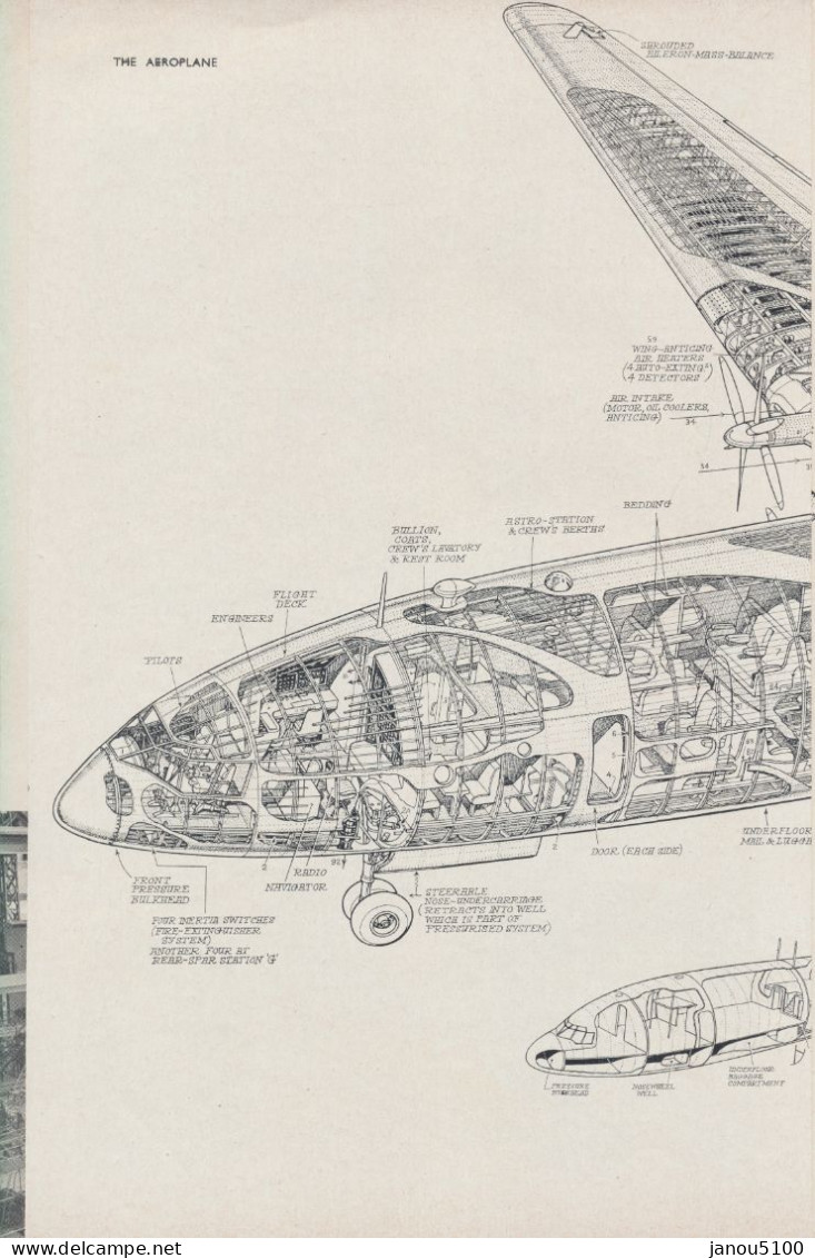 VIEUX PAPIER  PLAN TECHNIQUE  DU BRISTOL BRABAZON Type 167 MK 1    AVION ANGLAIS     1949. - Otros Planes