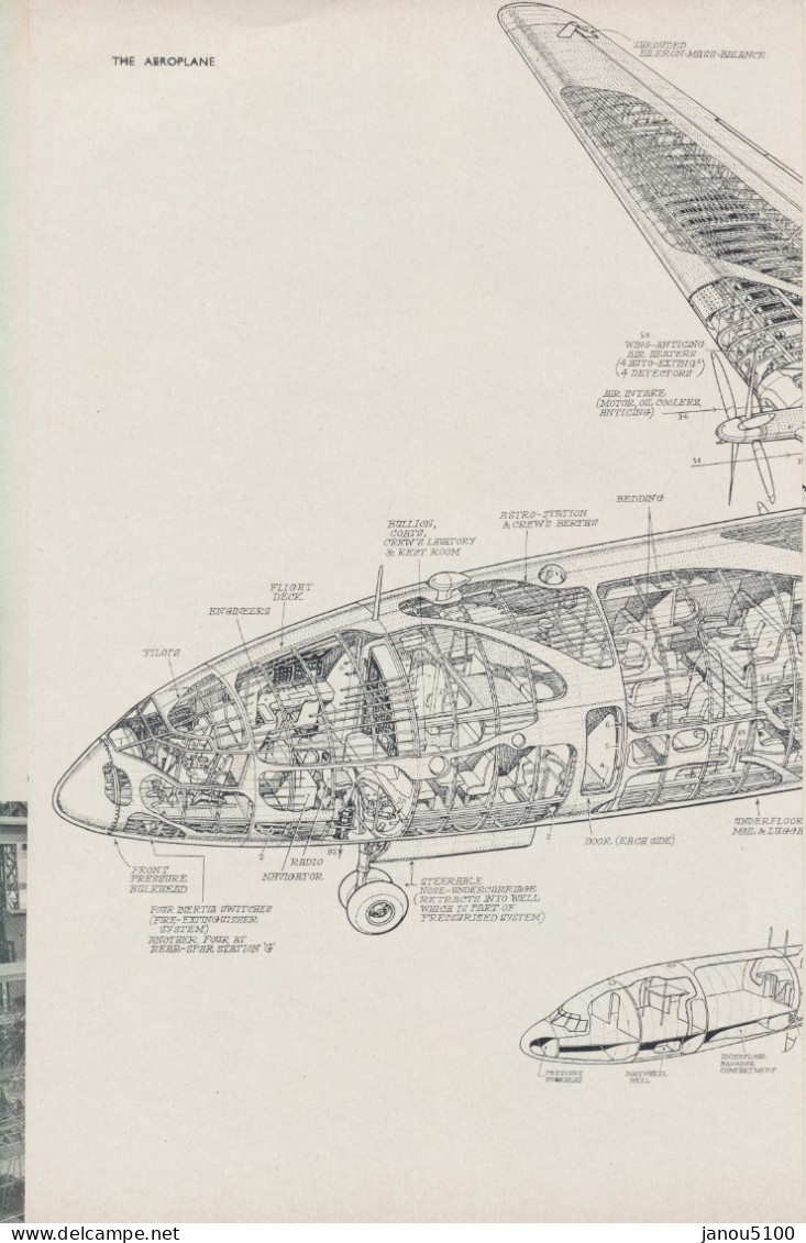 VIEUX PAPIER  PLAN TECHNIQUE  DU BRISTOL BRABAZON Type 167 MK 1    AVION ANGLAIS     1949. - Andere Pläne