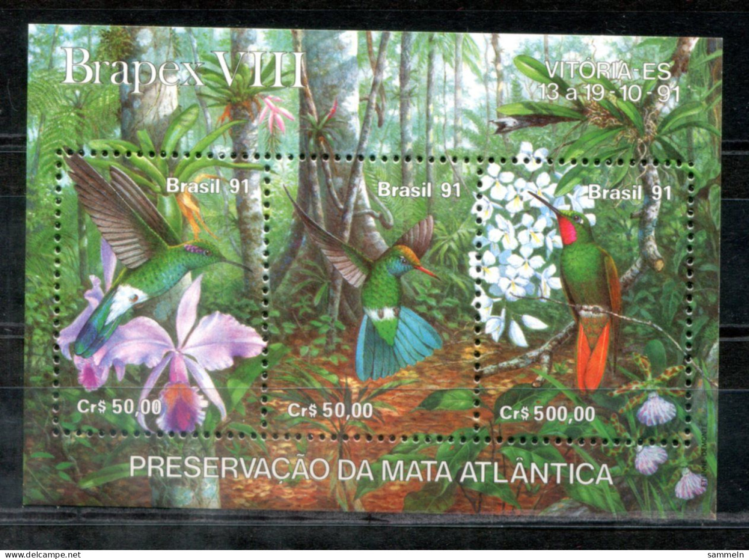 BRASILIEN Block 86, Bl.86 Mnh - Vogel, Kolibri, Orchidee, Humming-Bird, Colibri, Orchidée  - BRAZIL / BRÉSIL - Blocks & Sheetlets