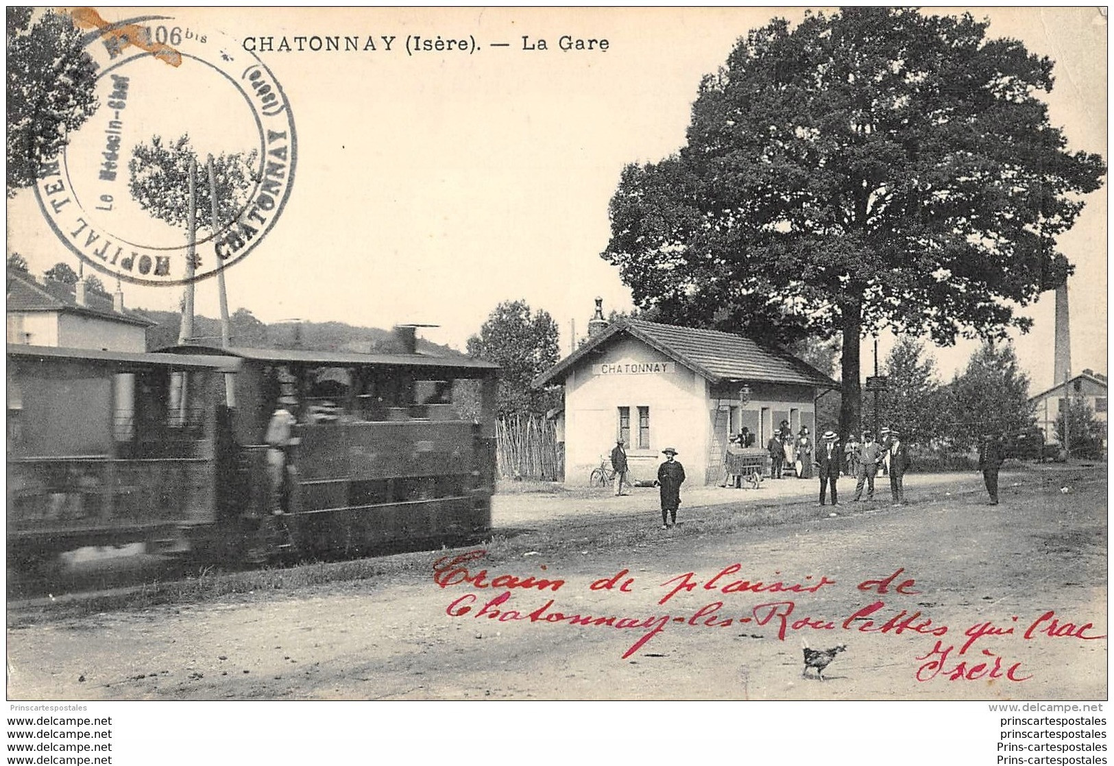 CPA 38 Chatonnay La Gare Et Le Train Tramway Ligne De Vienne à Charavines - Châtonnay