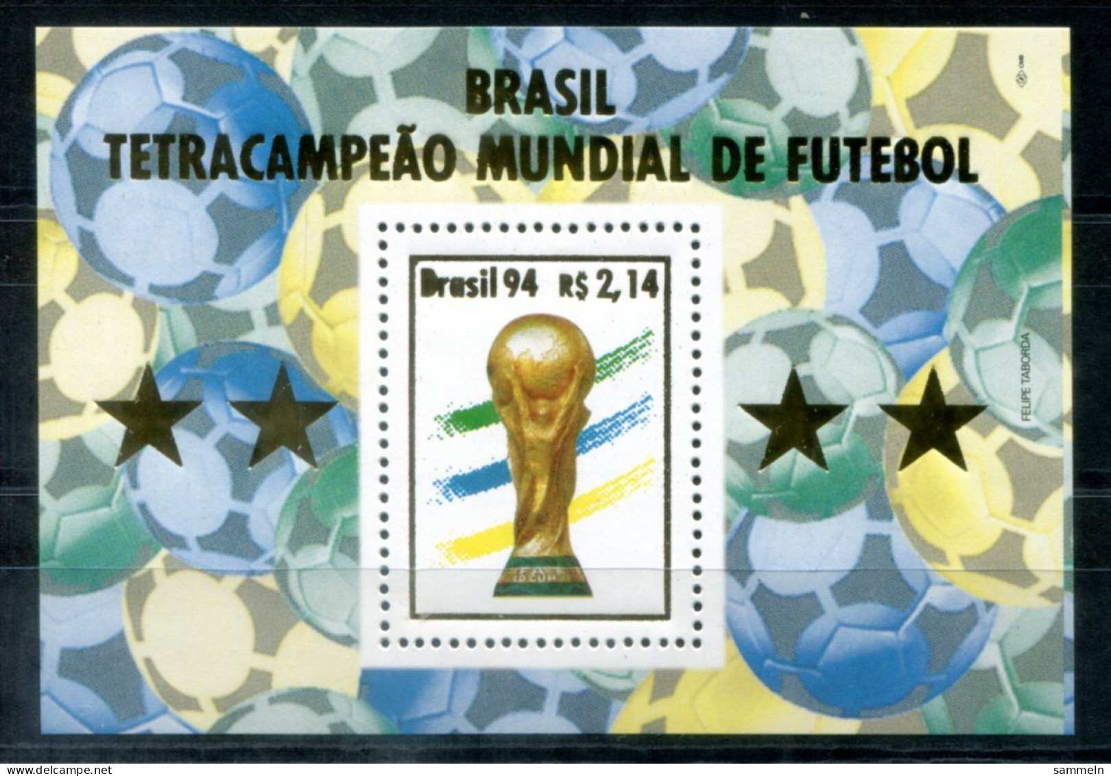 BRASILIEN Block 96, Bl.96 Mnh - Fußball, Football, Calcio, Futebol - BRAZIL / BRÉSIL - Blocks & Sheetlets