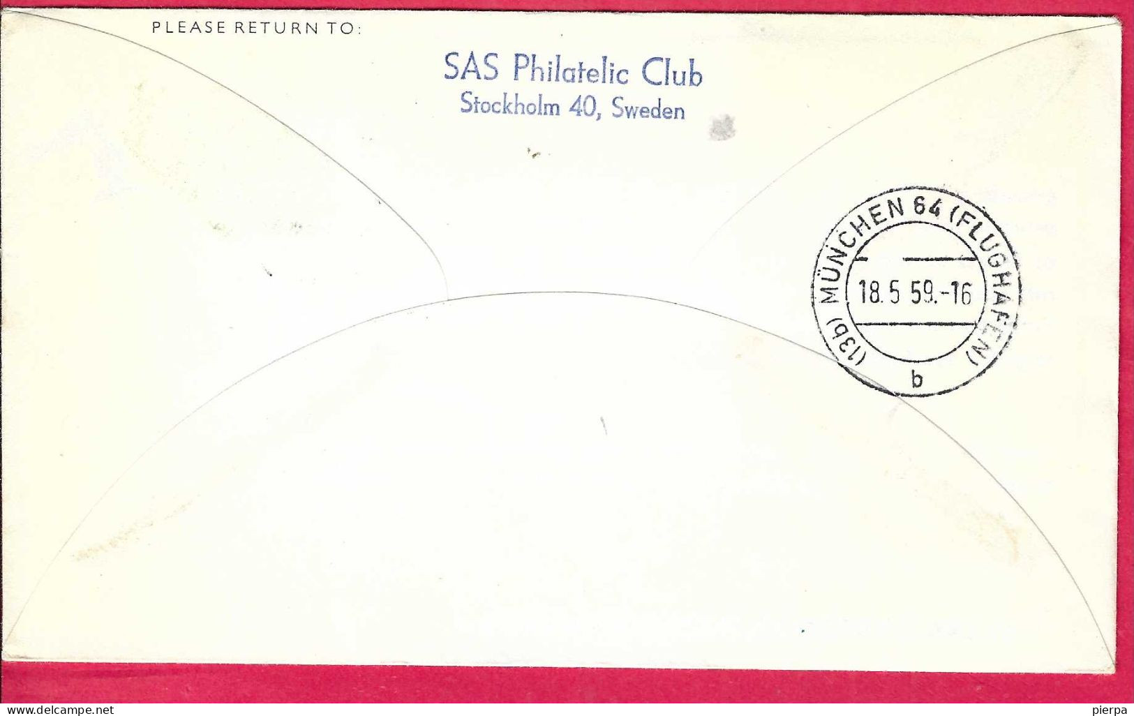 SVERIGE - FIRST CARAVELLE FLIGHT SAS FROM STOCKHOLM TO MUNICH *16.5.59* ON OFFICIAL COVER - Briefe U. Dokumente