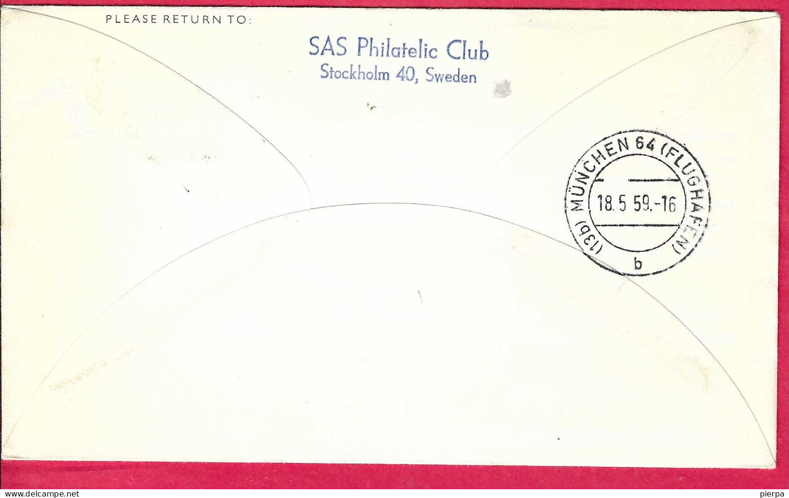 SVERIGE - FIRST CARAVELLE FLIGHT SAS FROM STOCKHOLM TO MUNICH *16.5.59* ON OFFICIAL COVER - Brieven En Documenten