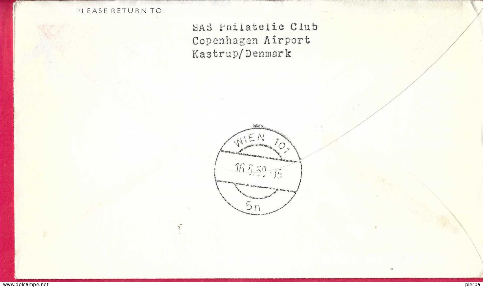 DANMARK - FIRST CARAVELLE FLIGHT - SAS - FROM KOBENHAVN TO WIEN *16.5.59* ON OFFICIAL COVER - Airmail
