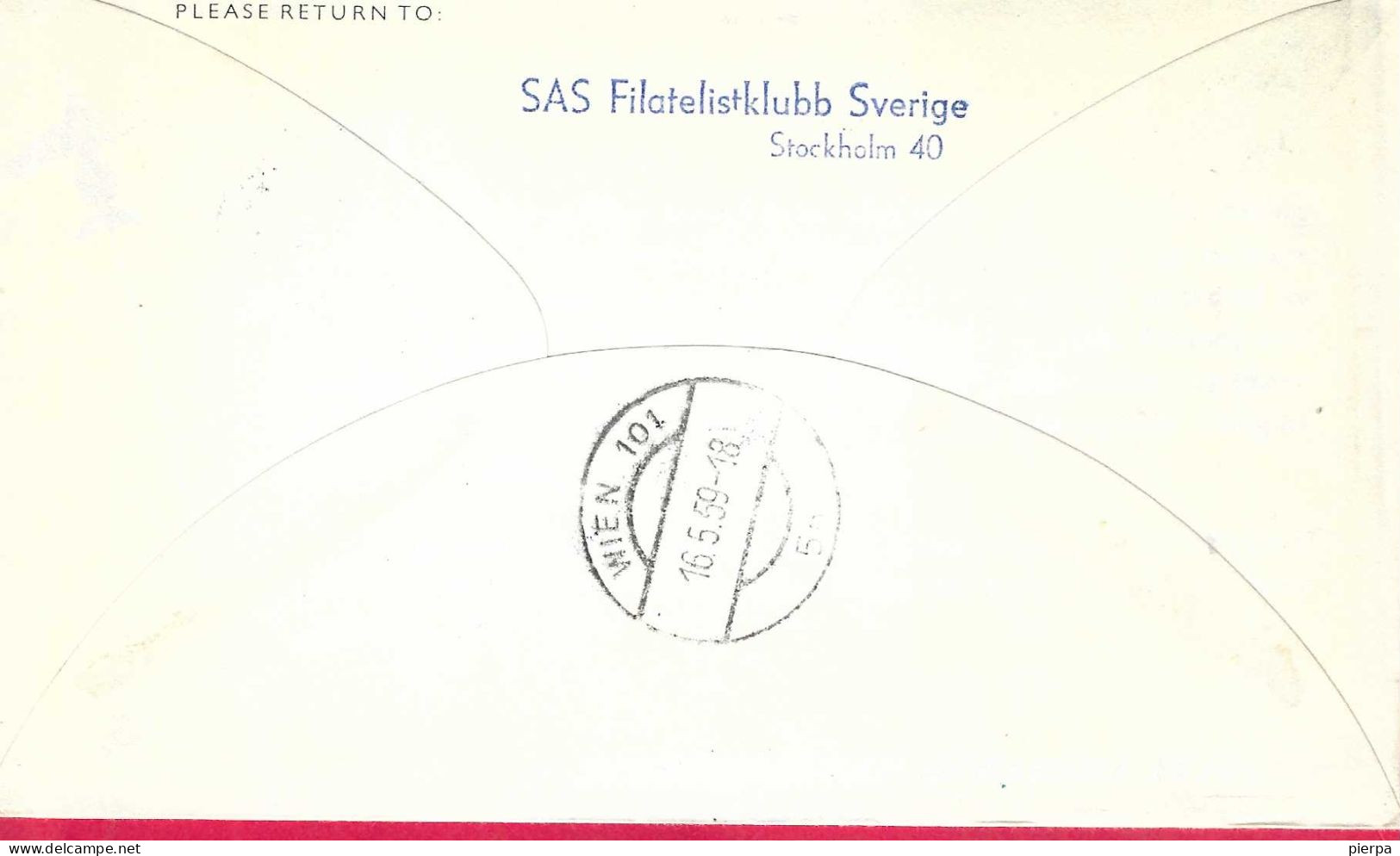 SVERIGE - FIRST CARAVELLE FLIGHT SAS FROM STOCKHOLM TO WIEN *16.5.59* ON OFFICIAL COVER - Briefe U. Dokumente