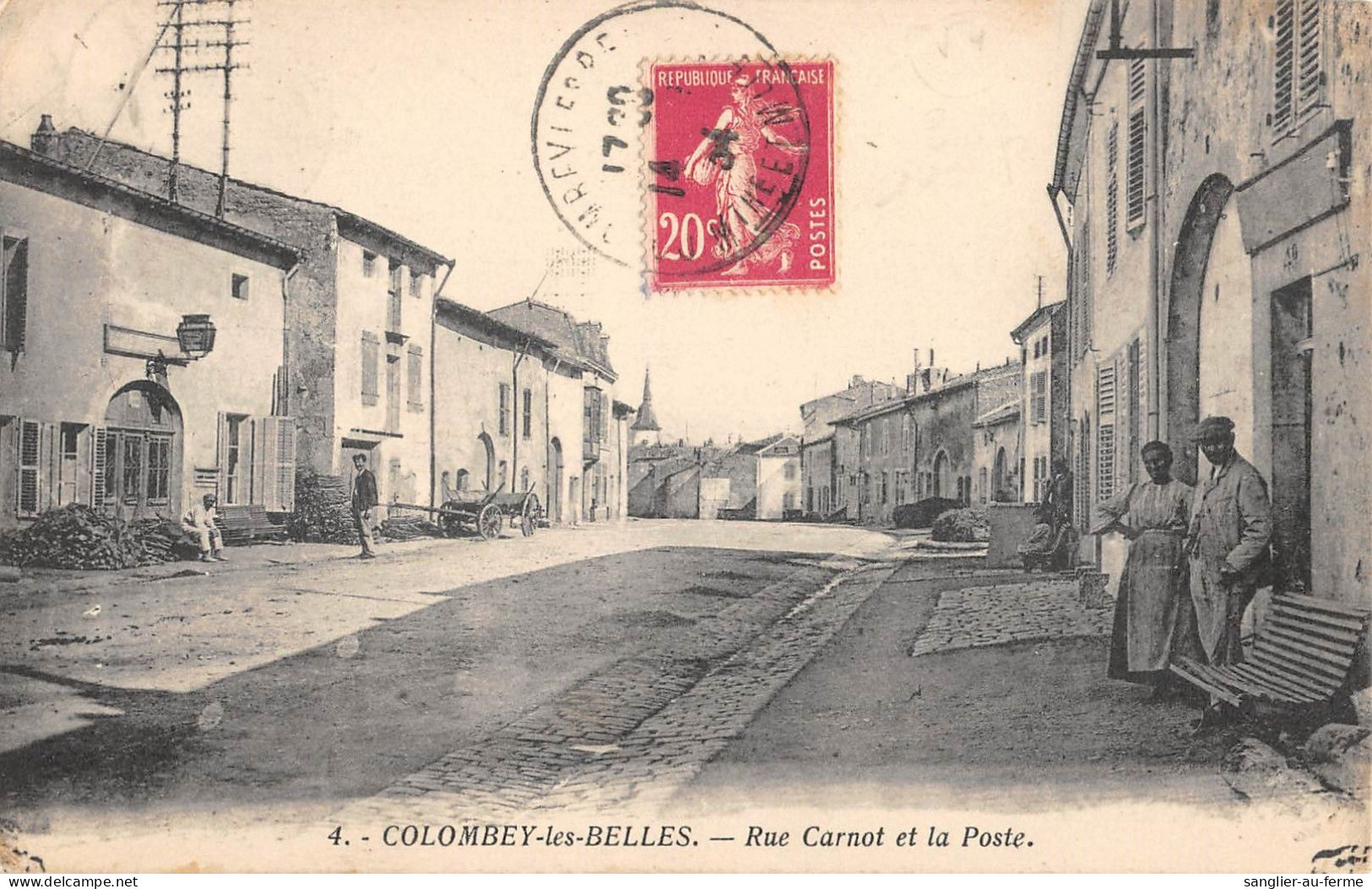 CPA 54 COLOMBEY LES BELLES / RUE CARNOT ET LA POSTE - Other & Unclassified