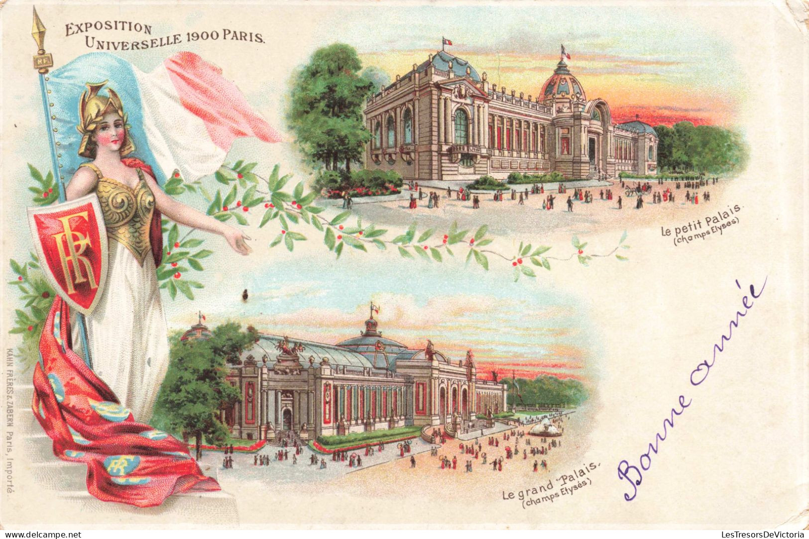 FRANCE - Bonne Année -  Champs Élysées - Colorisé - Animé -  Carte Postale Ancienne - Champs-Elysées