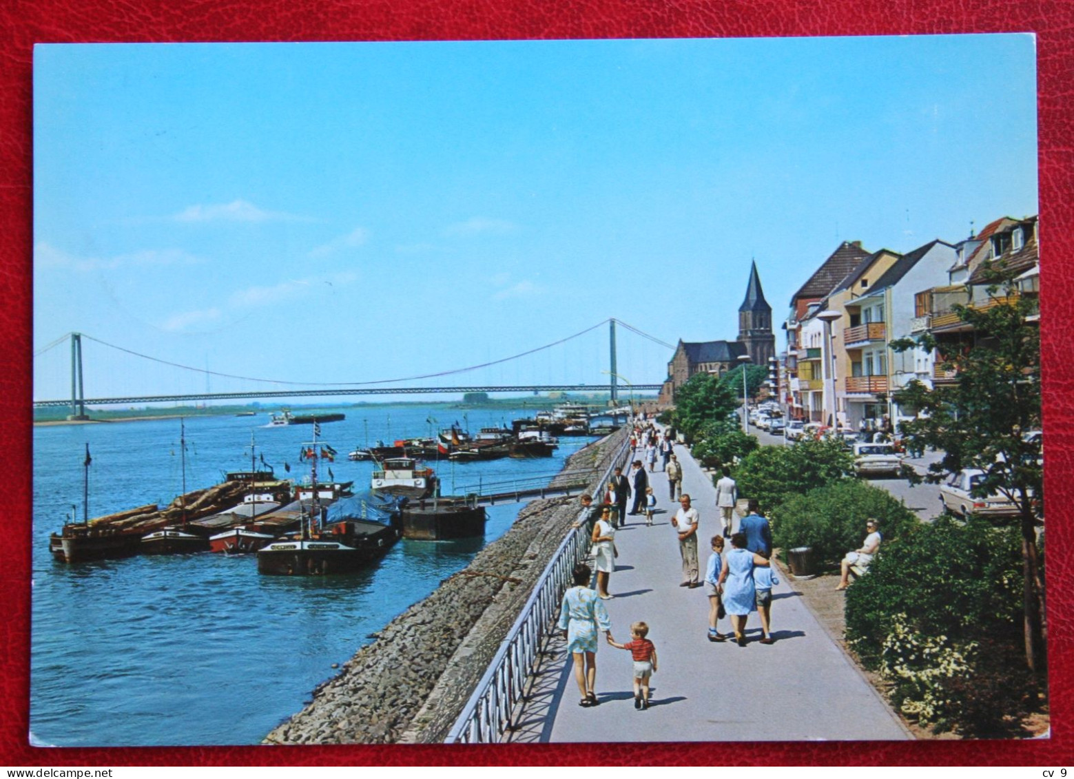 AK Emmerich Rheinpromenade Boat Schiff Krapohl Verlag Deutschland BRD Gelaufen Used Postcard A155 - Emmerich