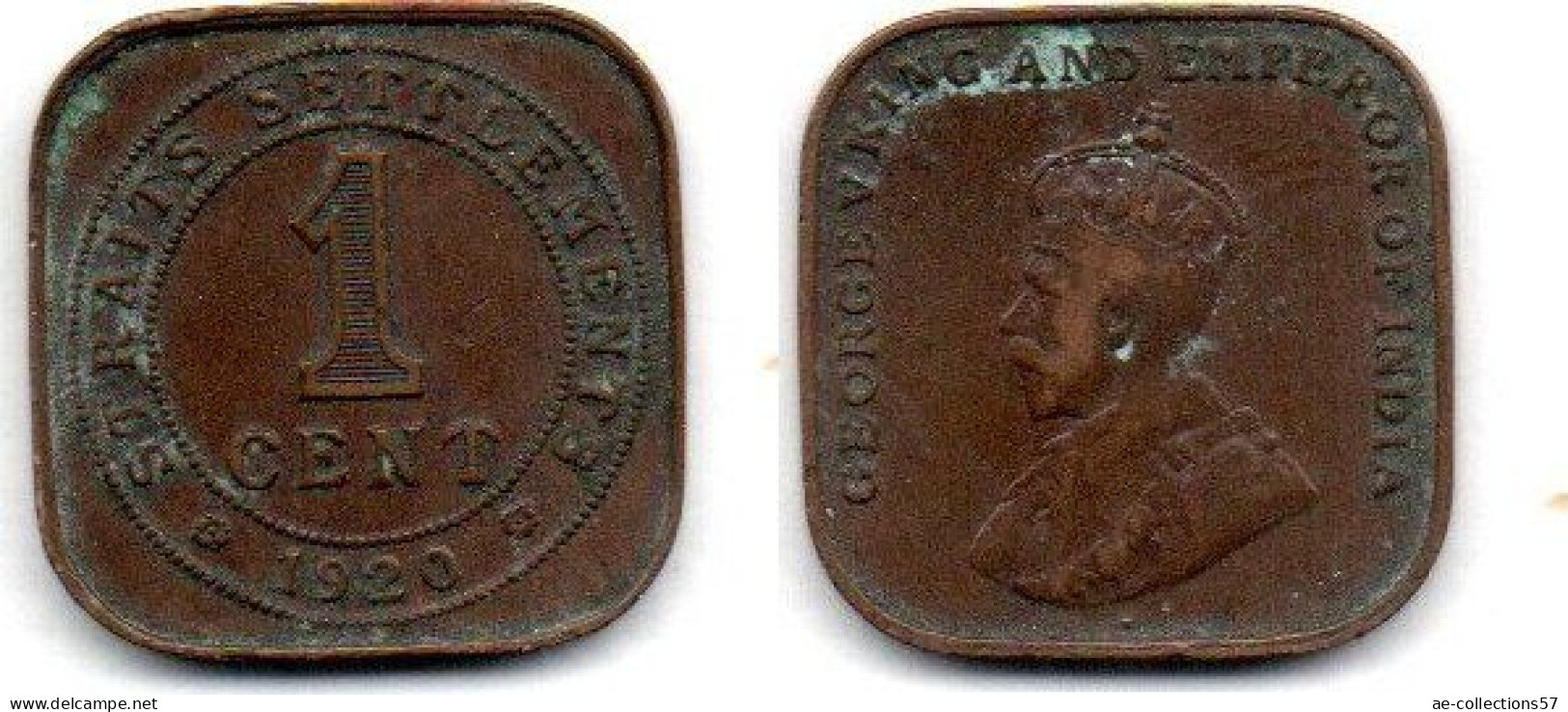 MA 24647 / Straits Settlements 1 Cent 1920 TB - Andere - Azië