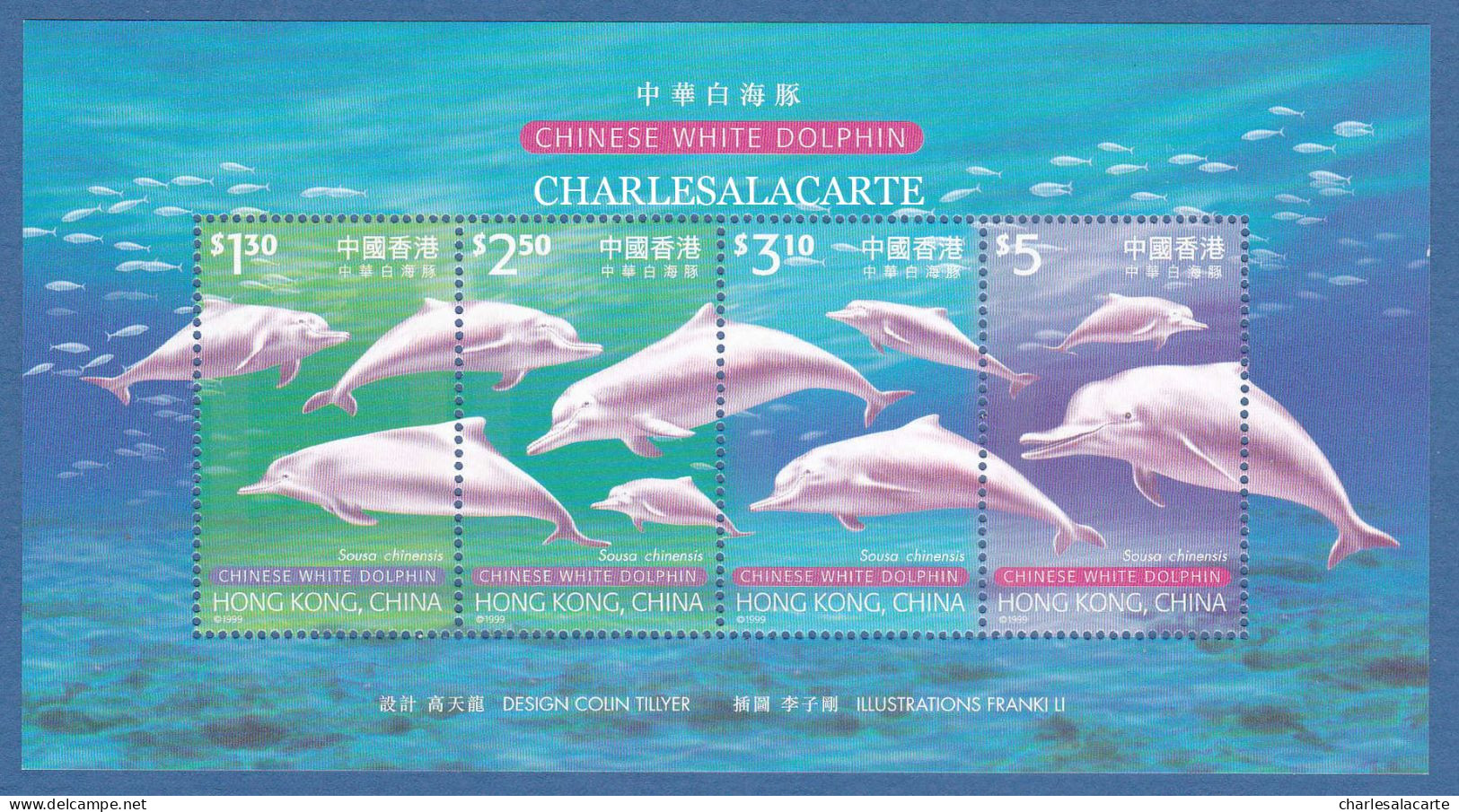 HONG KONG  1999  CHINESE WHITE DOLPHINS  M.S. S.G. MS 999  U.M. - Hojas Bloque