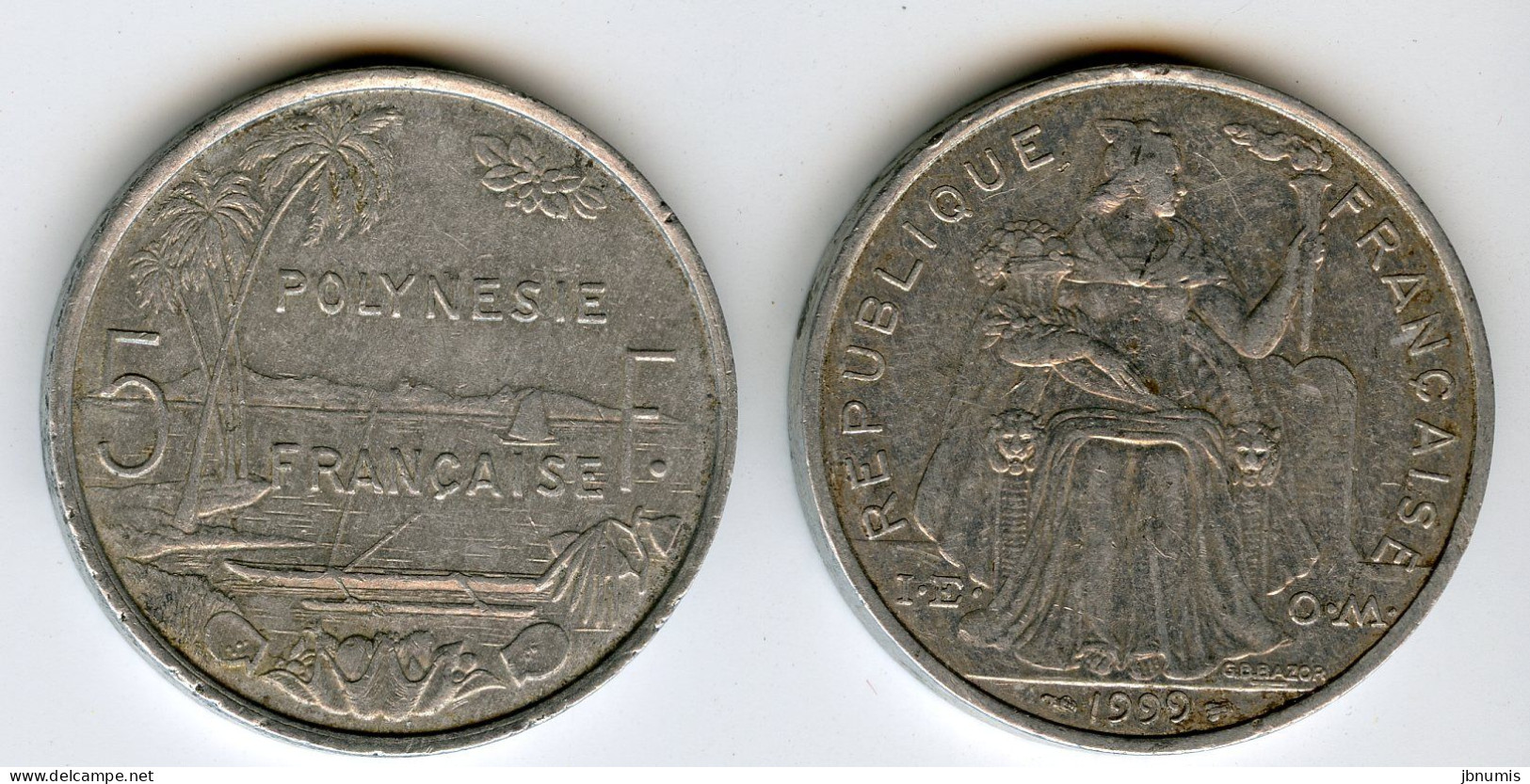 Polynésie Française French Polynesia 5 Francs 1999 KM 12 - Polynésie Française