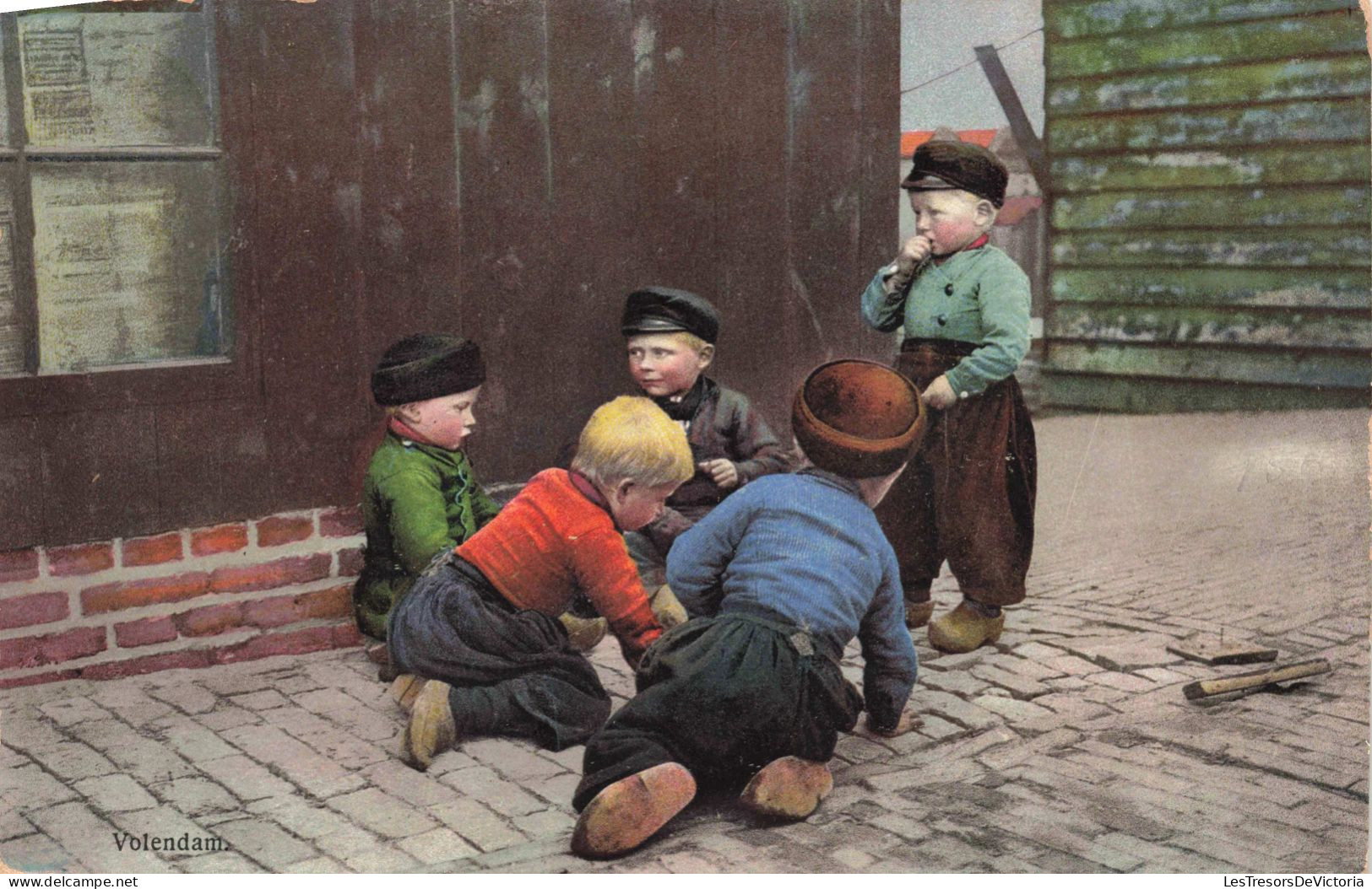 ENFANTS -  Dessin D'enfants - Petits Garçons - Colorisé -  Carte Postale Ancienne - Kinder-Zeichnungen