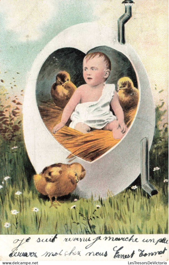 ENFANTS -  Dessin D'enfants - Un Bébé - Colorisé -  Carte Postale Ancienne - Kinder-Zeichnungen