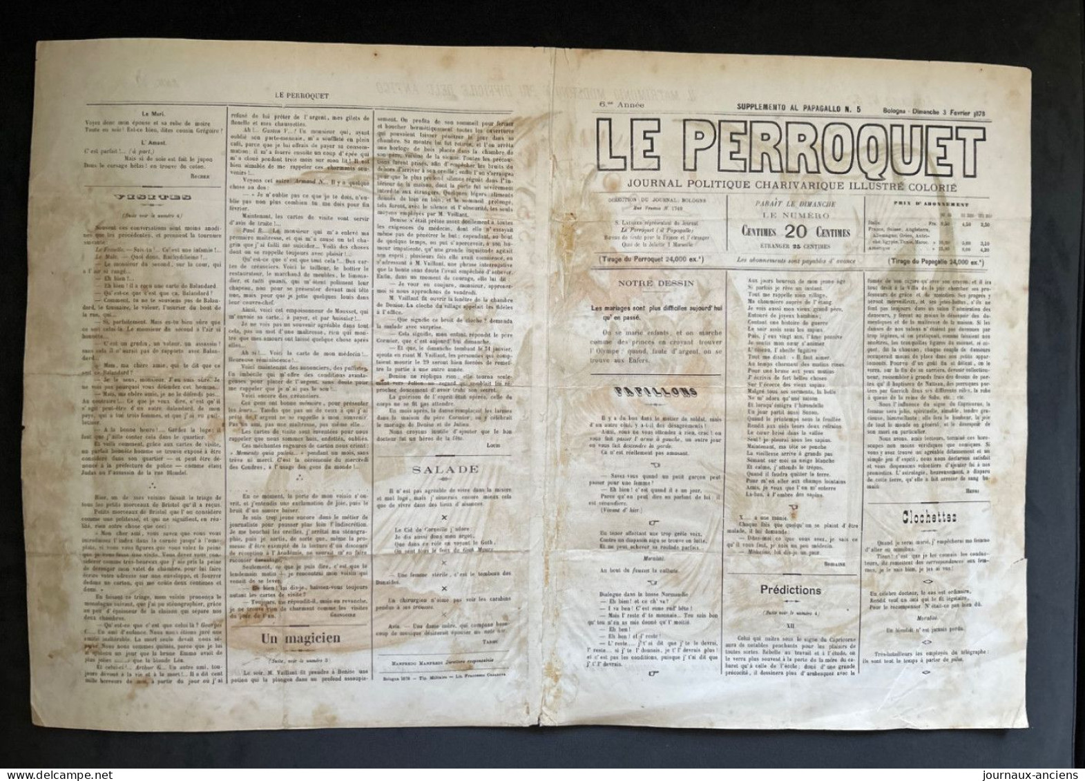 1878 LE PERROQUET - GROSSI Augusto ( 1835 - 1919 ) -  MARIAGE LES PORTES DE L’ENFER - LE DIABLE - EXTREMEMENT RARE - 1850 - 1899