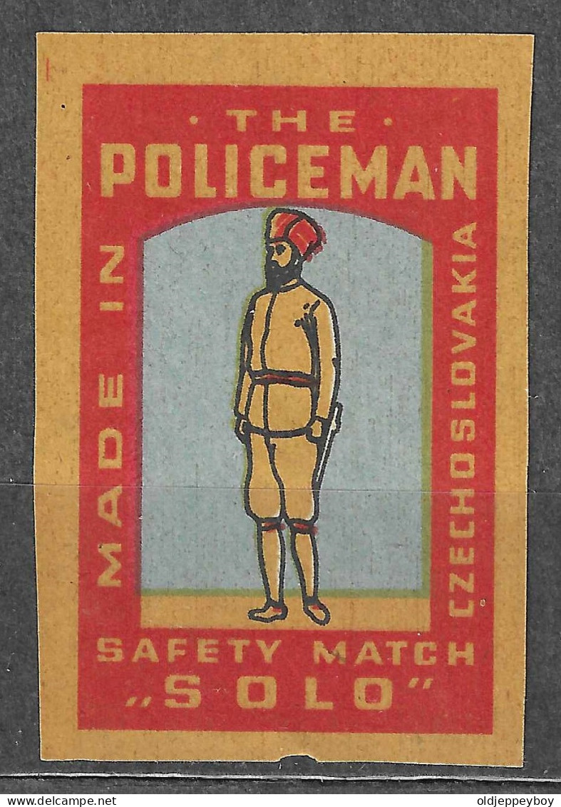 CZECHOSLOVAKIA VINTAGE Phillumeny  MATCHBOX LABEL "THE POLICEMAN"  SOLO  5 X 3.5 CM - Luciferdozen - Etiketten