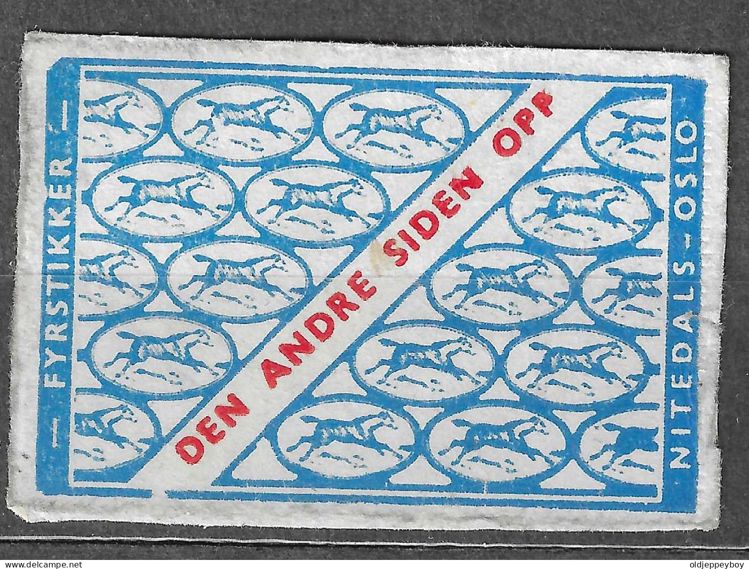 MADE In NORWAY VINTAGE Phillumeny  MATCHBOX LABEL  DEN ANDRE SIDEN OPP C1940s NORMAL SIZE  5 X 3.5 CM - Luciferdozen - Etiketten