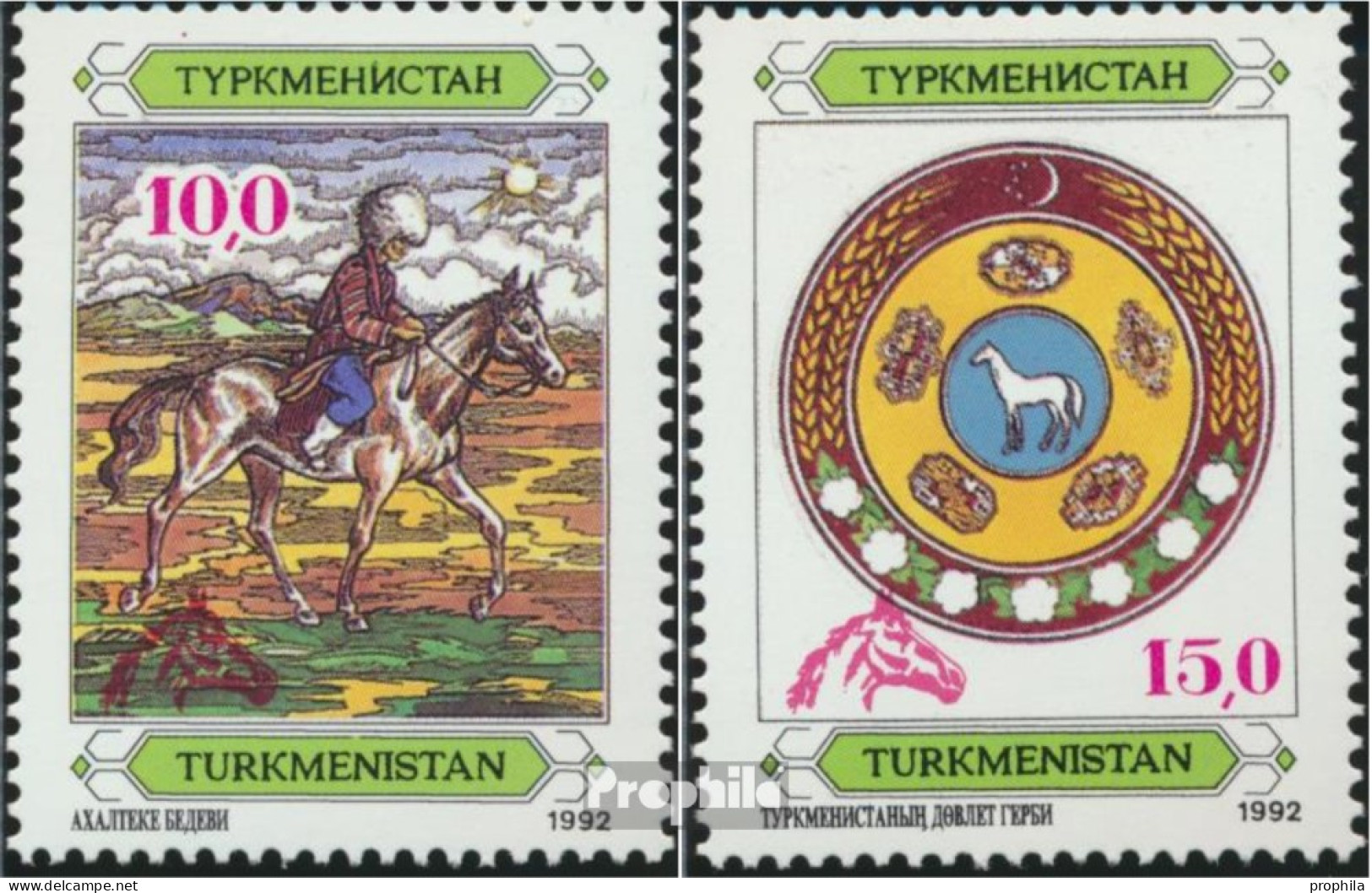 Turkmenistan 13e-14e (kompl.Ausg.) Postfrisch 1992 Aufdruckausgabe - Turkménistan
