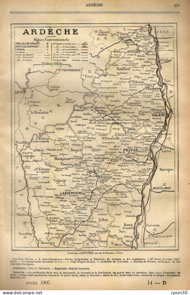 ANNUAIRE - 07 - Département Ardèche - Année 1905 - édition Didot-Bottin - 25 Pages - Telefonbücher