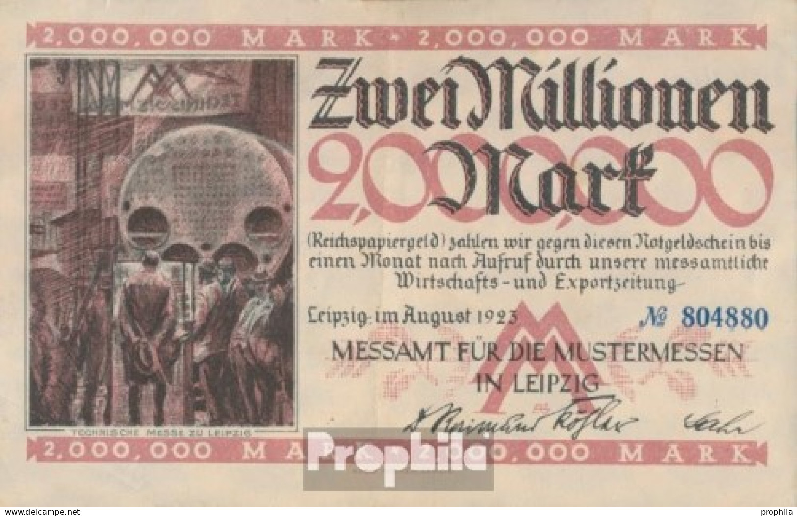 Leipzig Inflationsgeld Stadt Leipzig Gebraucht (III) 1923 2 Million Mark - 2 Millionen Mark