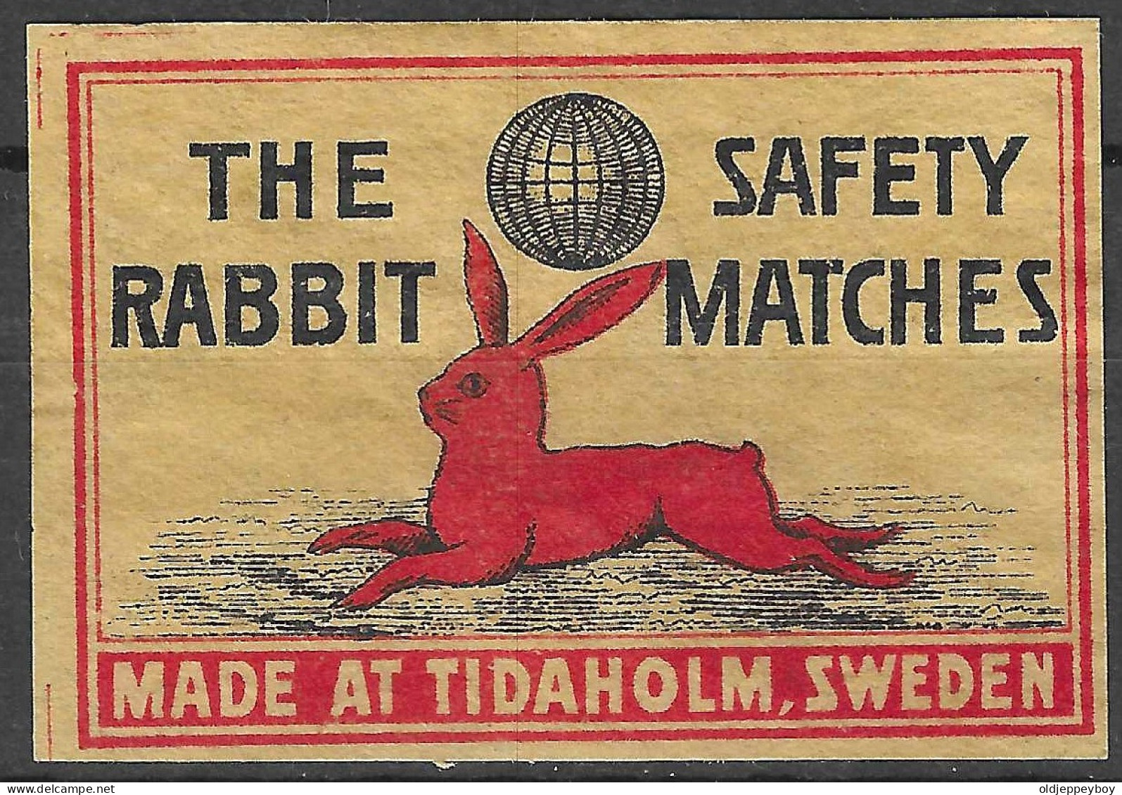 SWEDEN C1900 TIDAHOLM   VINTAGE Phillumeny MATCHBOX LABEL THE RABBIT RARE - Boites D'allumettes - Etiquettes