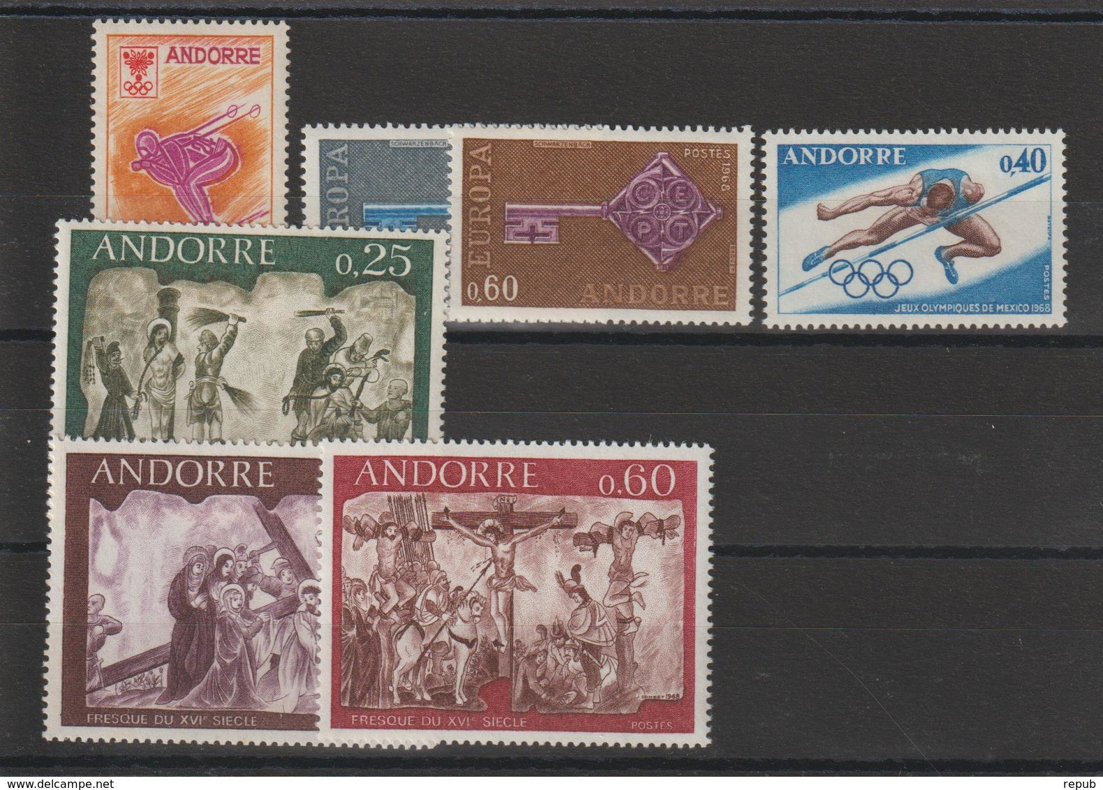 Andorre Français Année Complète 1968 Du 187 Au 193 7 Val. ** MNH - Annate Complete