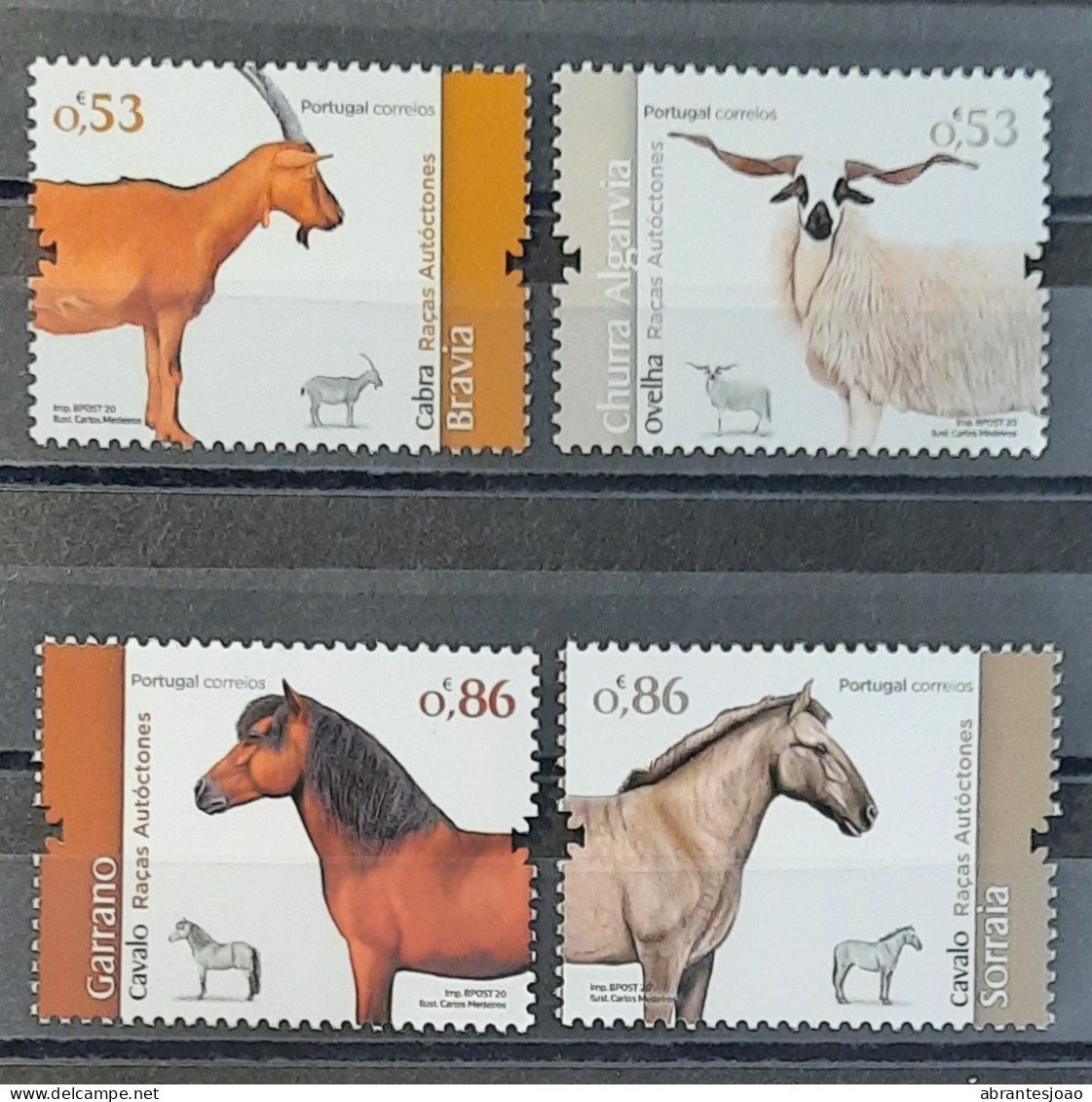 2020 - Portugal - Portuguese Authochthonous Breeds - 6 Stamps - Gebraucht