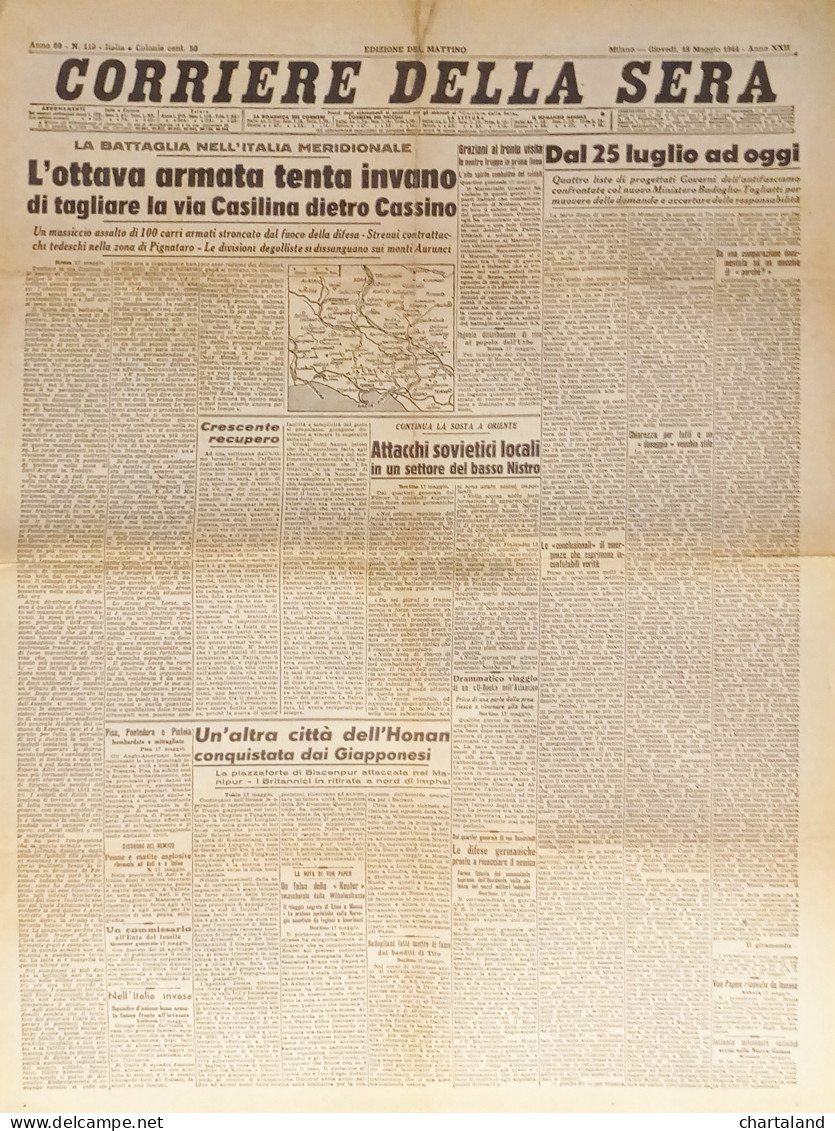 Corriere Della Sera N. 119 - 1944 La Battaglia Nell'Italia Meridionale - Altri & Non Classificati