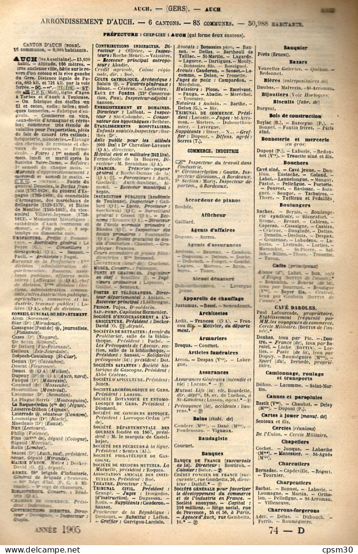 ANNUAIRE - 32 - Département Gers - Année 1905 - édition Didot-Bottin - 24 Pages - Directorios Telefónicos