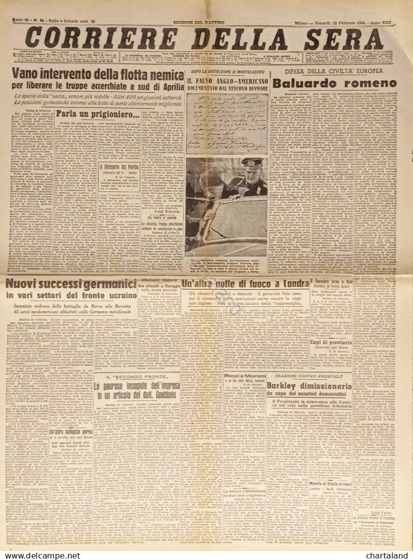 Corriere Della Sera N. 48 - 1944 Vano Intervento Della Flotta Nemica - Altri & Non Classificati