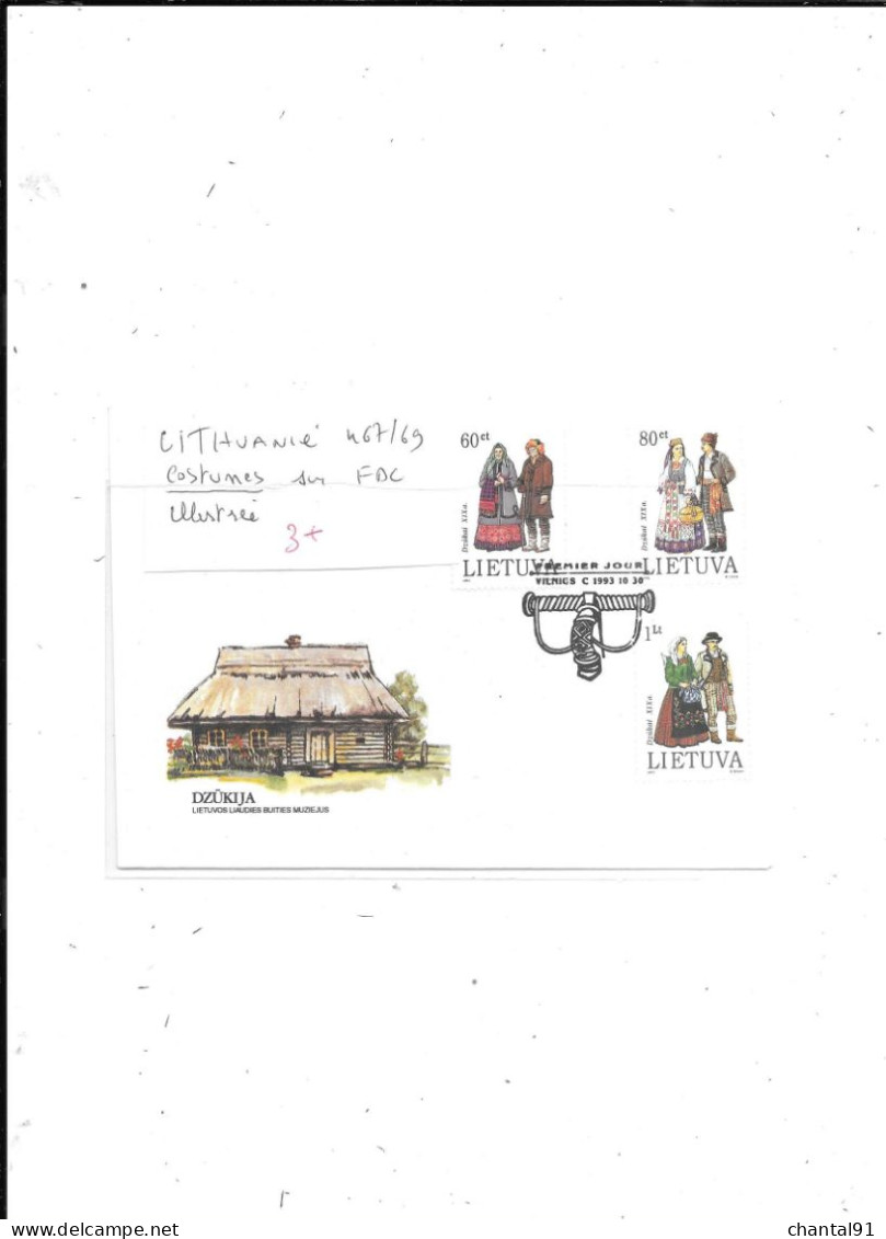 LITHUANIE N° 467/69 OBL SUR FDC ILLUSTREE - Costumes