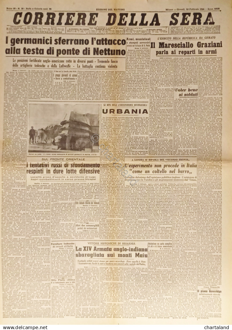 Corriere Della Sera N. 35 - 1944 Maresciallo Graziani Parla Ai Reparti In Armi - Altri & Non Classificati