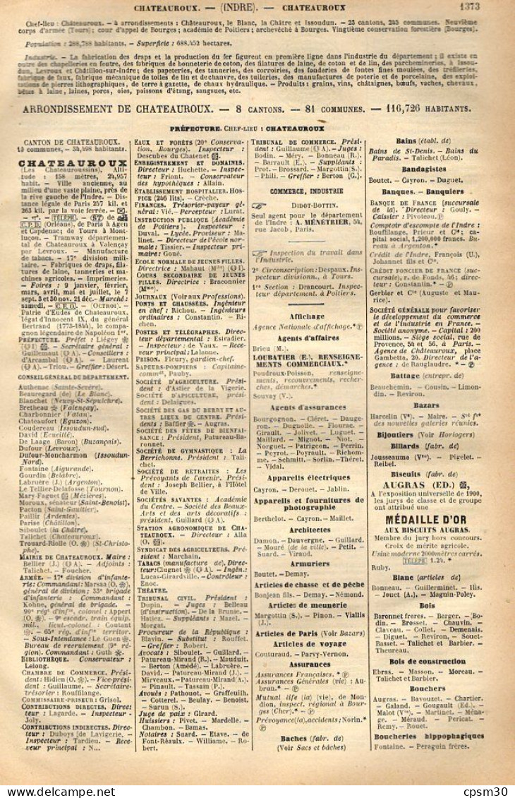 ANNUAIRE - 36 - Département Indre - Année 1905 - édition Didot-Bottin - 25 Pages - Telefonbücher