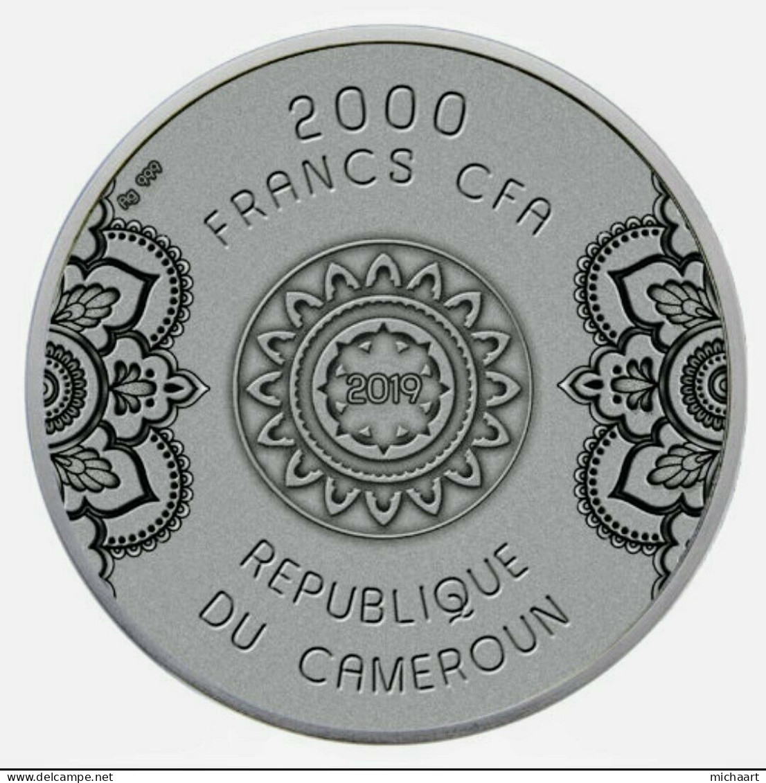 Cameroon Coin 2000 Francs 2019 Mandala Wheel Of Life 2 Oz Silver + Case 02187 - Kameroen