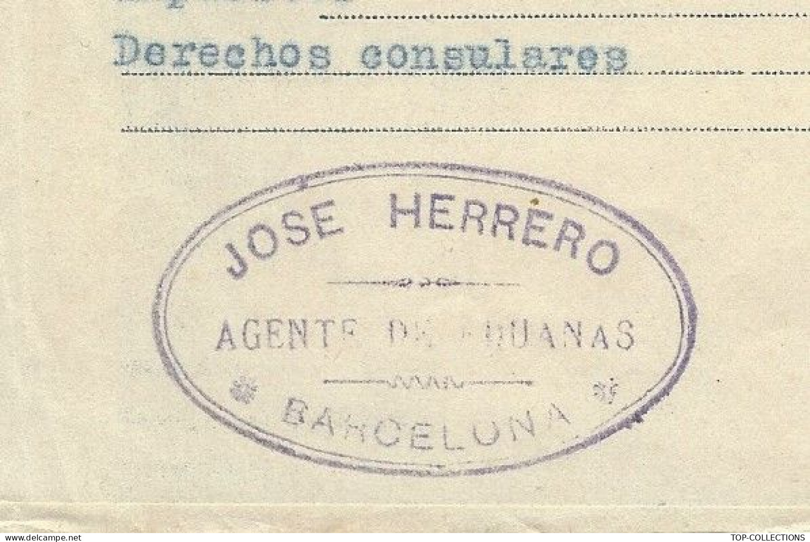 NAVIGATION 1919 BILL OF LADING CONNAISSEMEN ENTETE José Herrero Barcelona Espagne Transport De Vin  => Shanghai Chine - 1900 – 1949