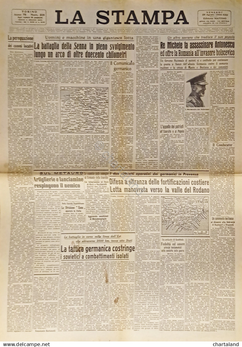 Quotidiano - La Stampa N. 238 - 1944 La Battaglia Della Senna In Svolgimento - Altri & Non Classificati