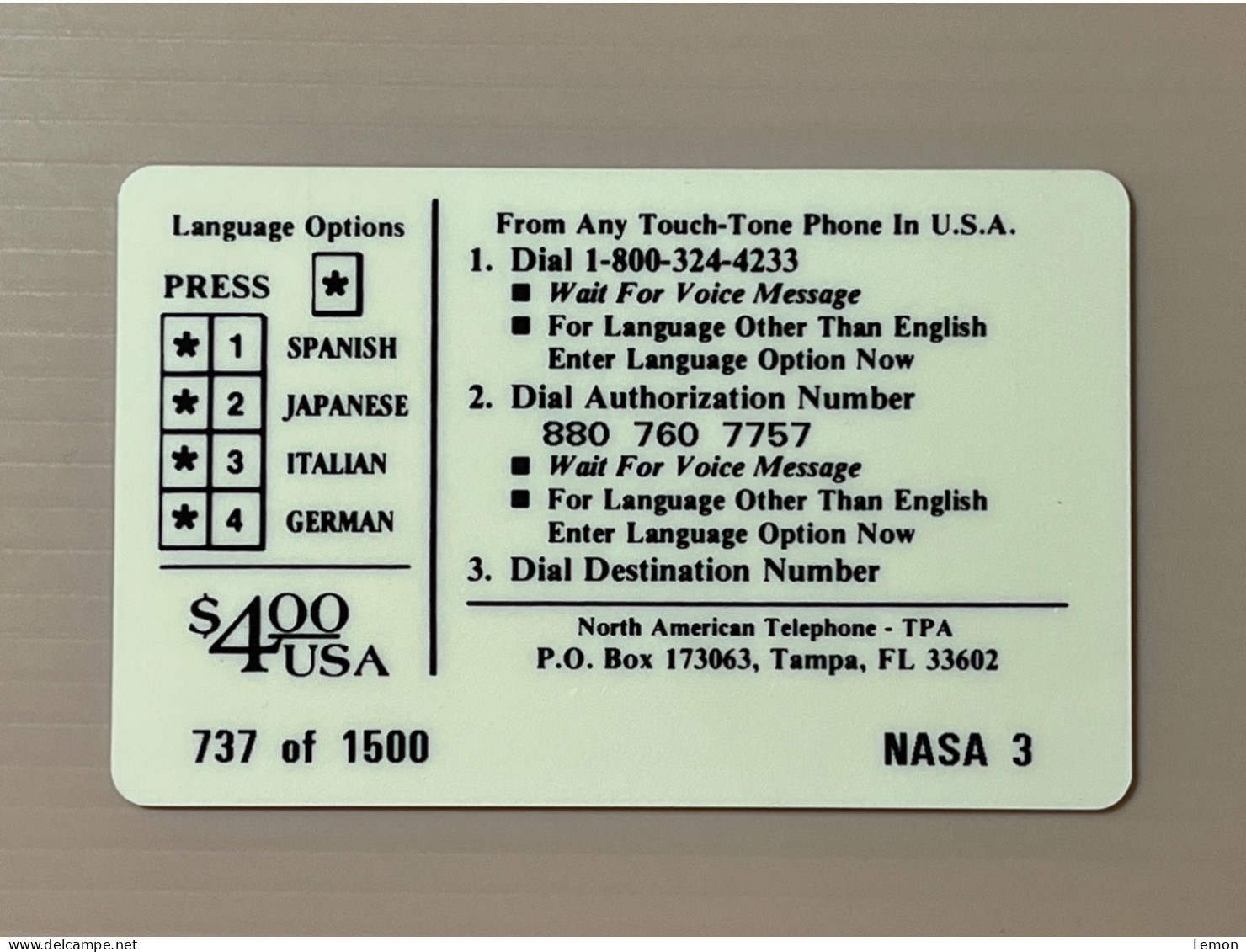 Mint USA UNITED STATES America Prepaid Telecard Phonecard,SPACELAB Mission ZWEITE DEUTSCHE NASA1500EX,Set Of 1 Mint Card - Sammlungen