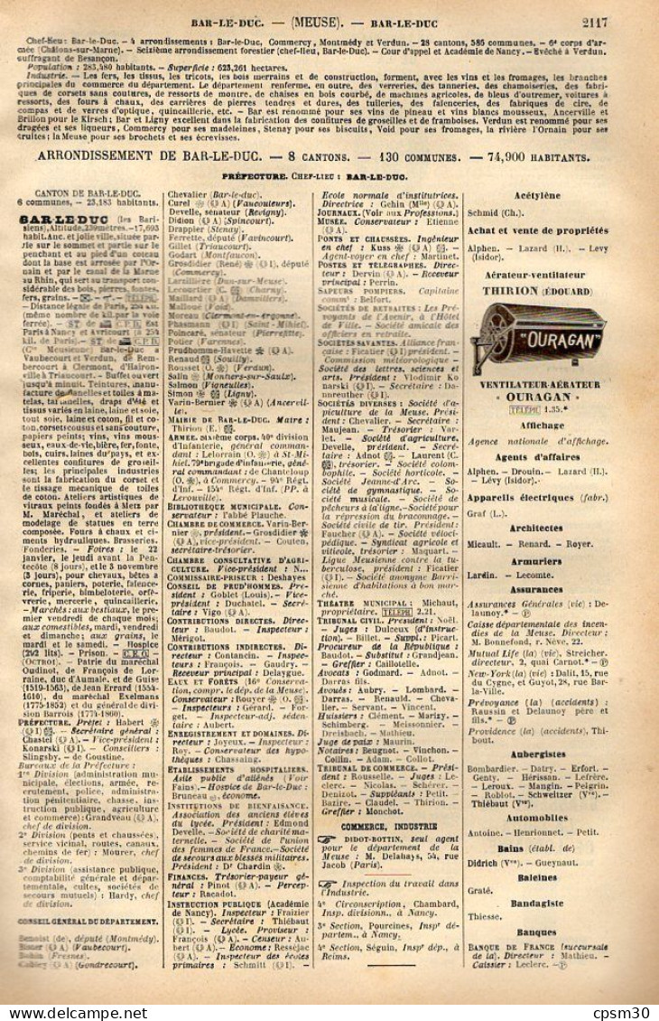 ANNUAIRE - 55 - Département Meuse - Année 1905 - édition Didot-Bottin - 33 Pages - Annuaires Téléphoniques